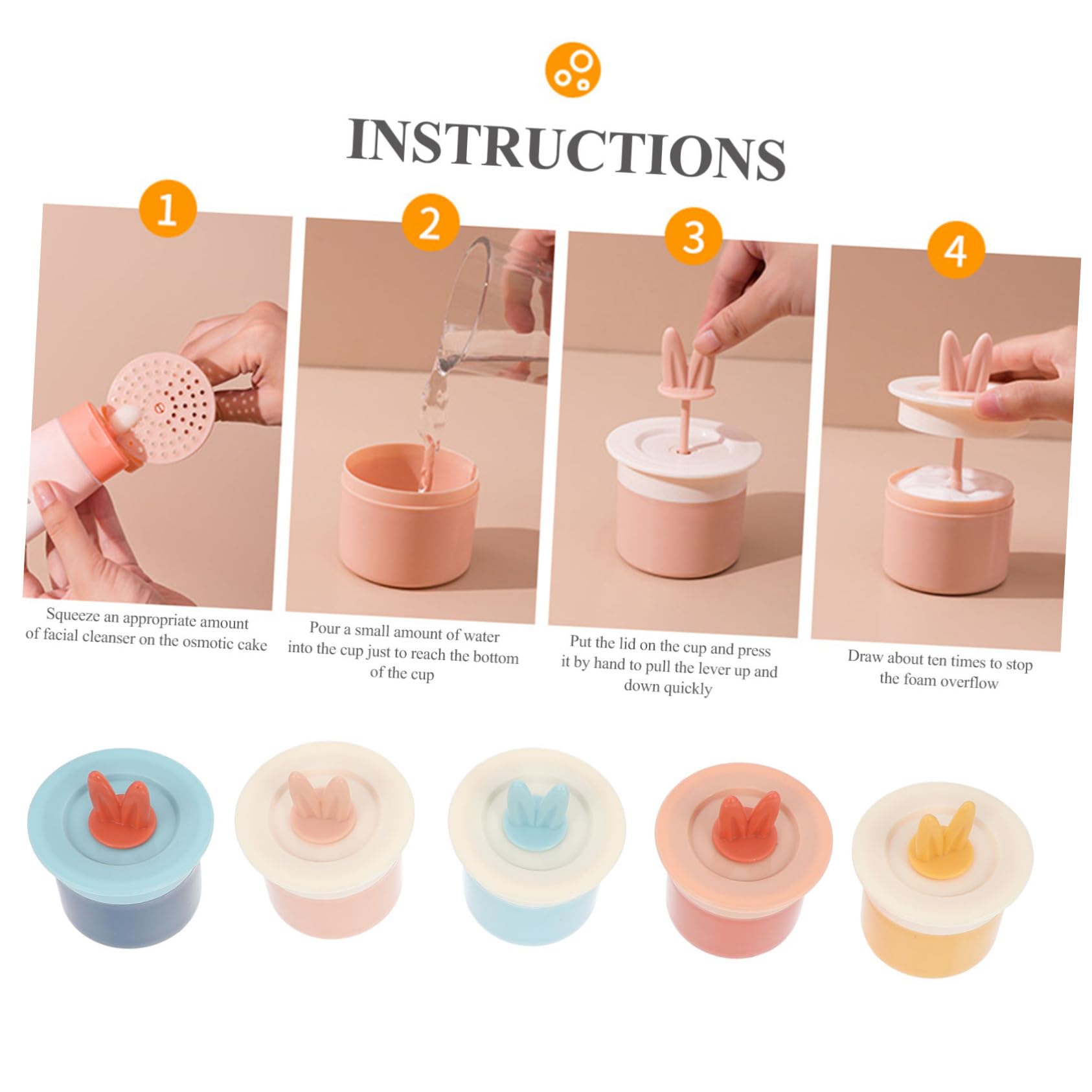 5pcs Sparkling Cup Liquid Soap Foam Bottle - Empty Foam Dispenser for Hand & Facial Cleaning, Mini Frother Bubble Tool for Shampoo, Dish Soap & Bathroom Cleaning (PP Material) - Perfect for Home, Salon & Travel Use