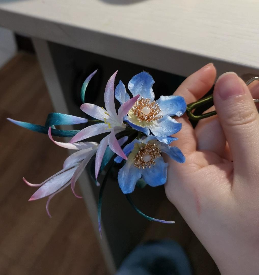 Elegant Silk Hairpin with Flower Design - Handcrafted Hair Accessory for Weddings, Parties & Special Occasions