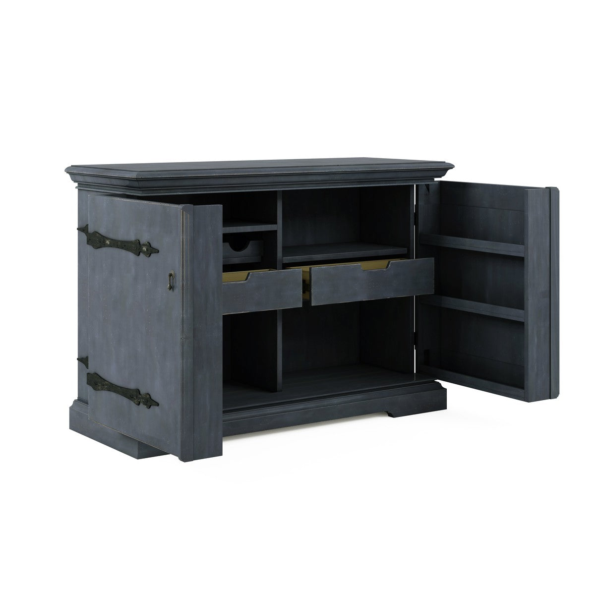 Stylish Blue Alcove Bar Cabinet - Modern Home Bar Furniture for Living Room, Dining Room & Entertaining Spaces