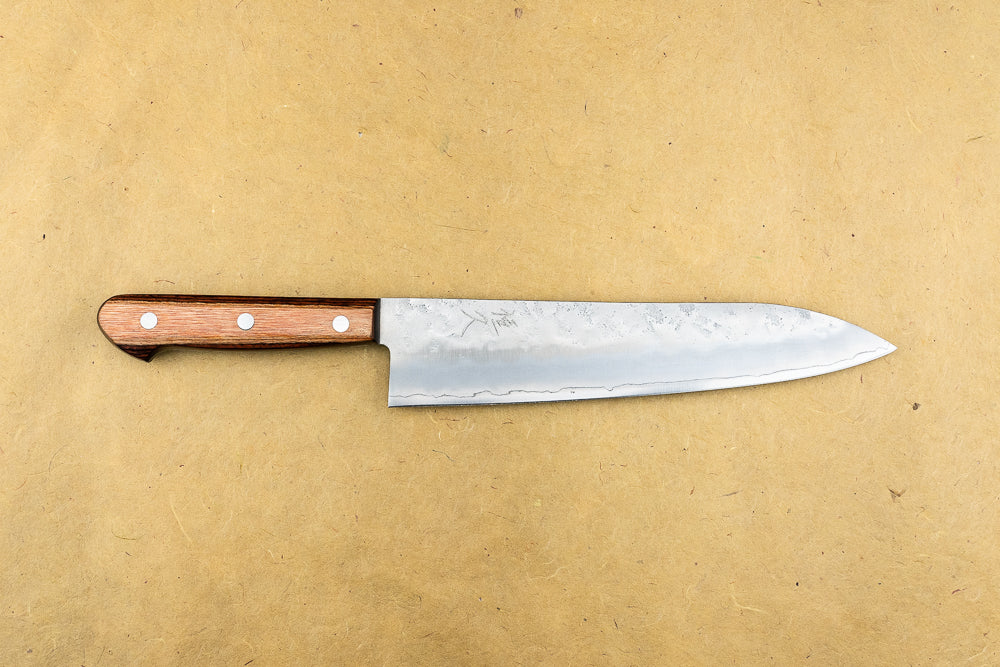 Premium Tsunehisa Ginsan Kyu Nashiji Western Brown Pakka Gyuto 210mm Chef Knife - High-Carbon Stainless Steel Japanese Kitchen Knife for Professional Chefs & Home Cooking, Perfect for Slicing, Dicing & Meat Cutting