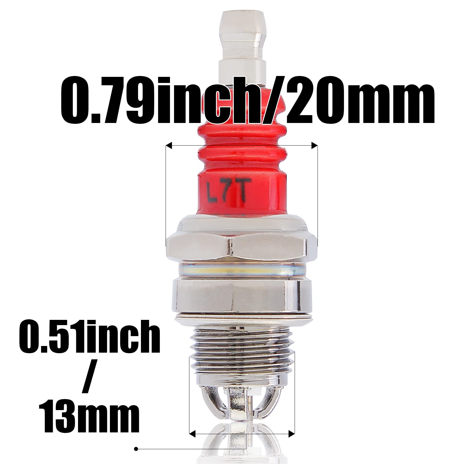 5Pcs L7T 3 Electrode Spark Plugs for 33cc 43cc 47cc 49cc 2-Stroke Engines - Compatible with Mini Pocket Bikes, ATVs, Quads, Scooters, Trimmers, Blowers, Chainsaws, Brushcutters, Lawn Mowers - Perfect for Echo, Wacker & More Small Engine Power Tools