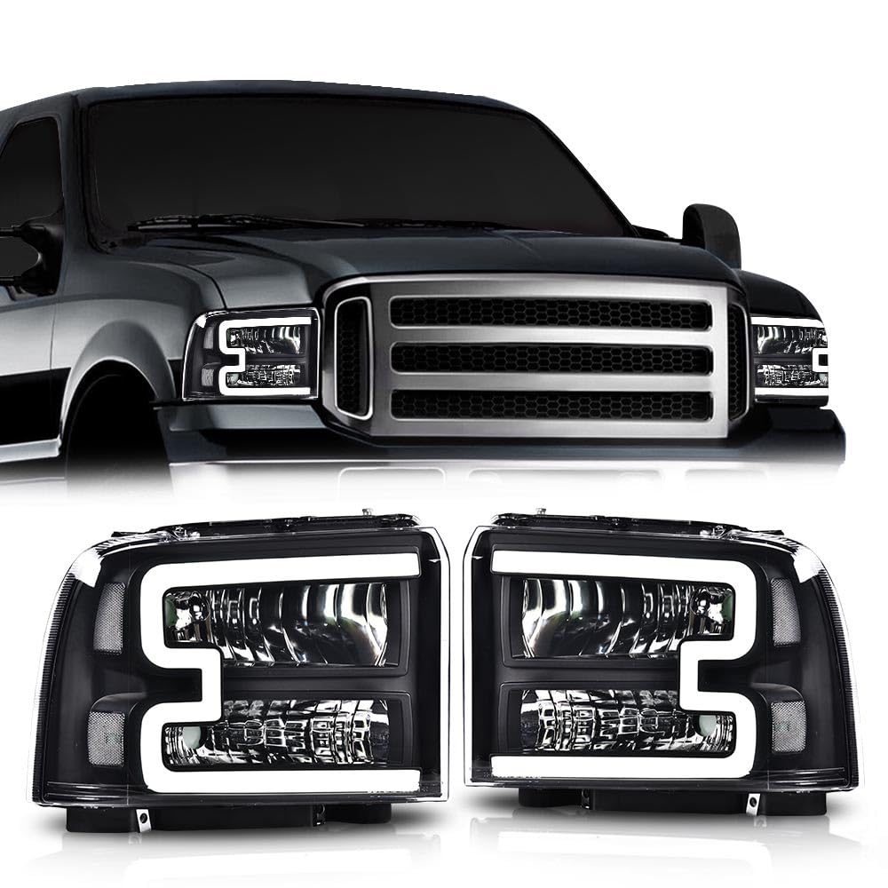Ford F250 F350 LED DRL Bar Headlights - 2005-2007 Super Duty & Excursion - Chrome Housing for Off-Road & Night Driving