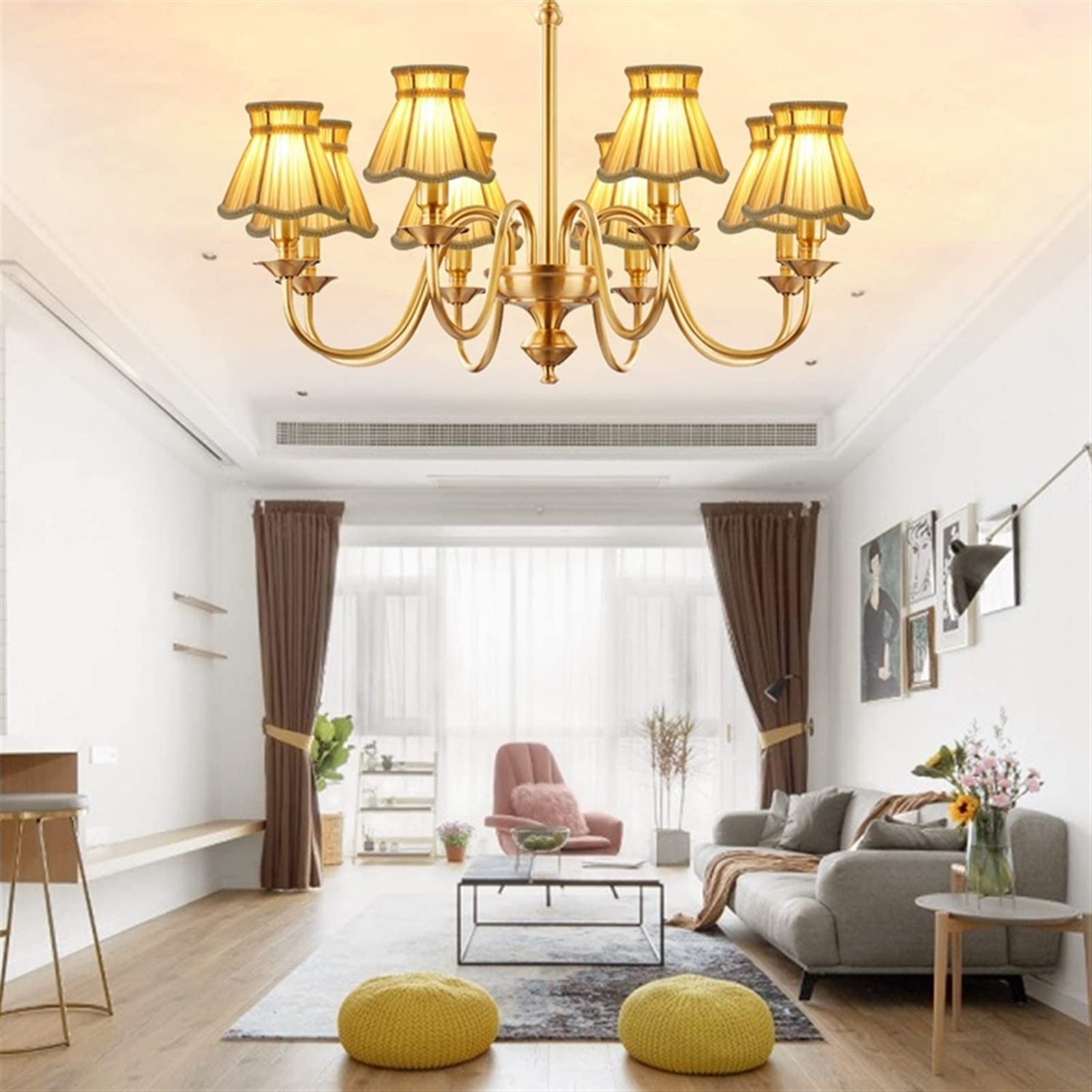 Set of 2 Clip-On Fabric Candle Chandelier Lampshades - Decorative Drop Light & Wall Lamp Shades for Dining Room, Bedroom, and Living Room Lighting