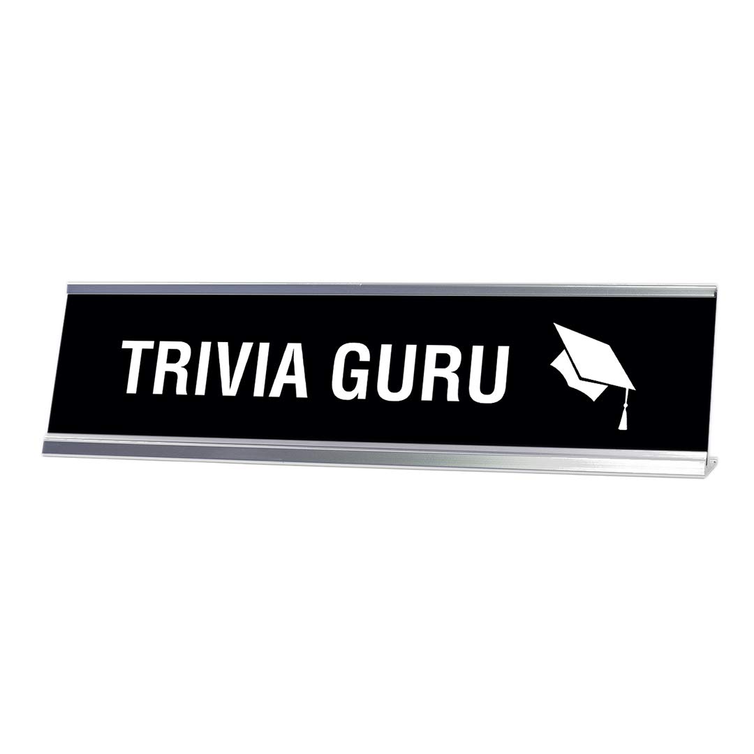 Trivia Guru Desk Sign - Novelty Nameplate (2 x 8 Inches) - Perfect Office Decor for Game Lovers & Trivia Enthusiasts