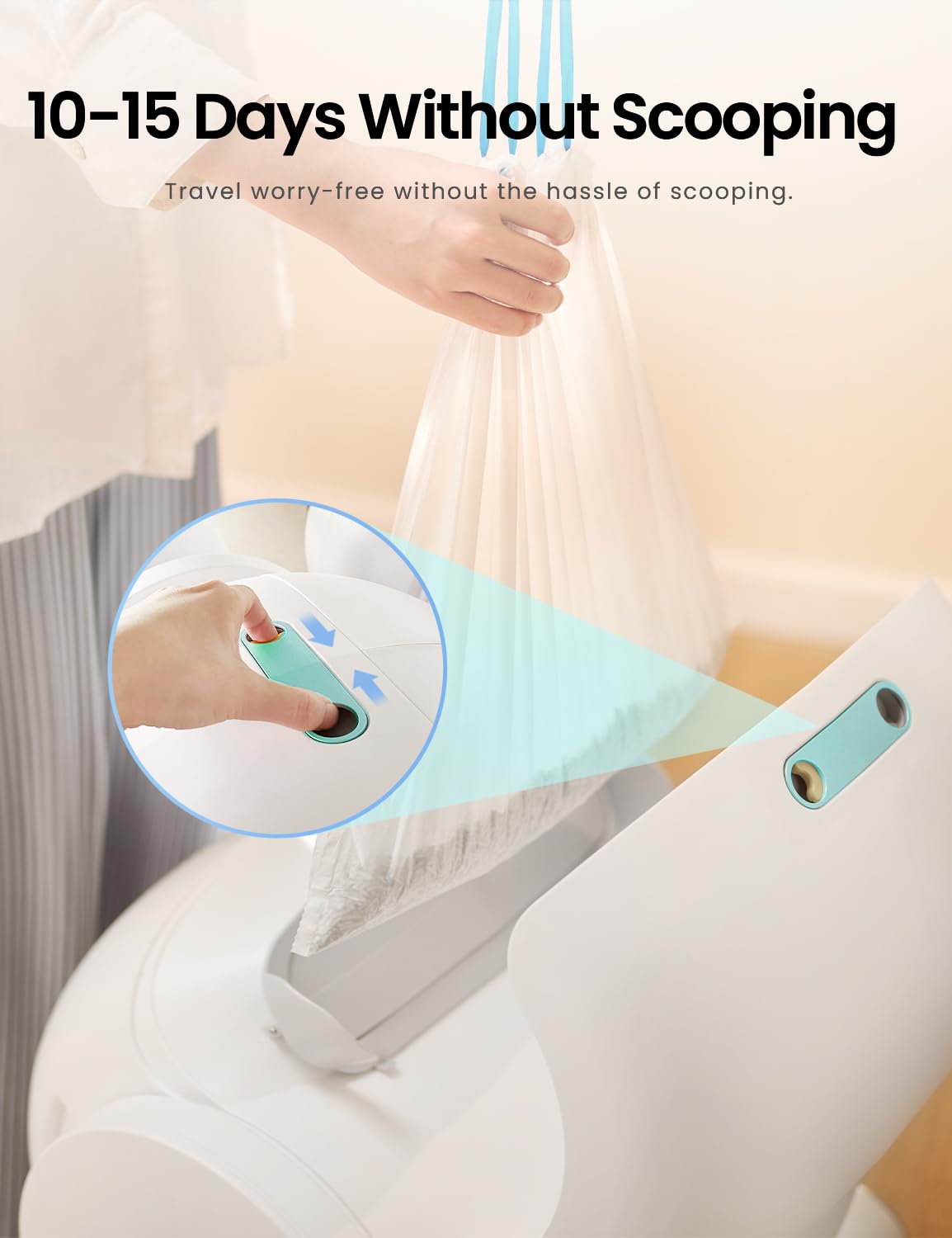 Automatic Self-Cleaning Cat Litter Box for Multiple Cats - 65L Large Capacity with 9L Waste Bin, Smart APP Control, Odor Elimination System - Includes Washable Mat & 6-Month Supply of Liners (3 Rolls) - Perfect for Busy Pet Owners & Multi-Cat Households - Green