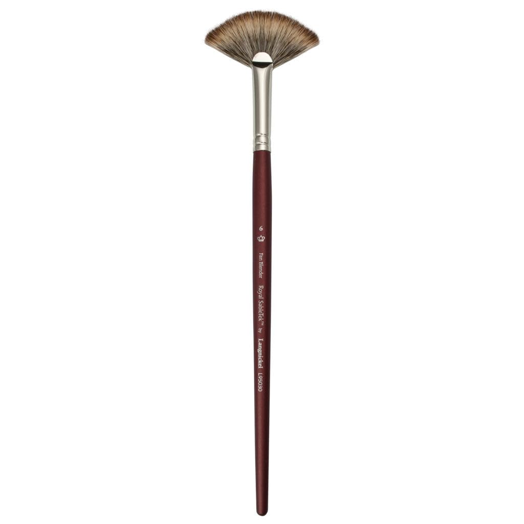 Royal Sabletek Fan Blender Brush Size 6 - Professional Artist Paint Brush for Oil & Acrylic - L95030-6 - Perfect for Blending, Texturing & Detailing - Ideal for Canvas Painting & Art Projects