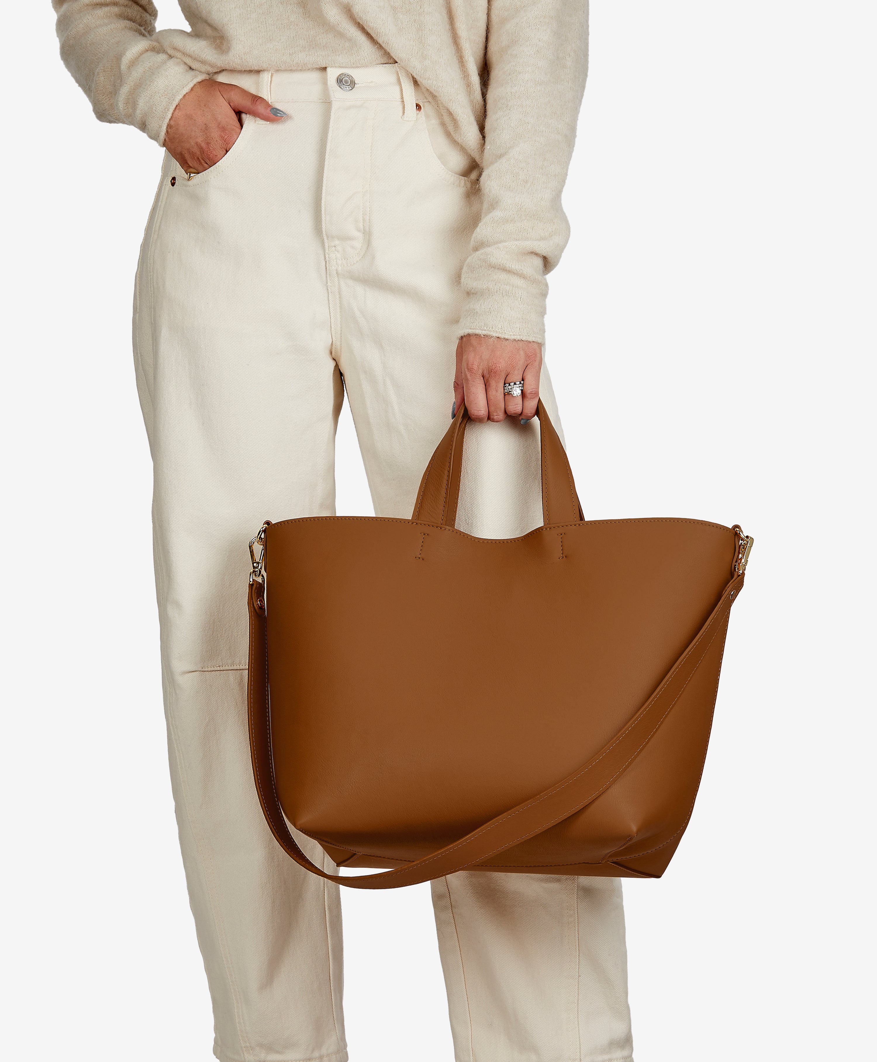 Premium Austin Tote Bag in British Tan - Genuine European Calfskin Leather Handbag for Women | Perfect for Work, Travel & Everyday Use