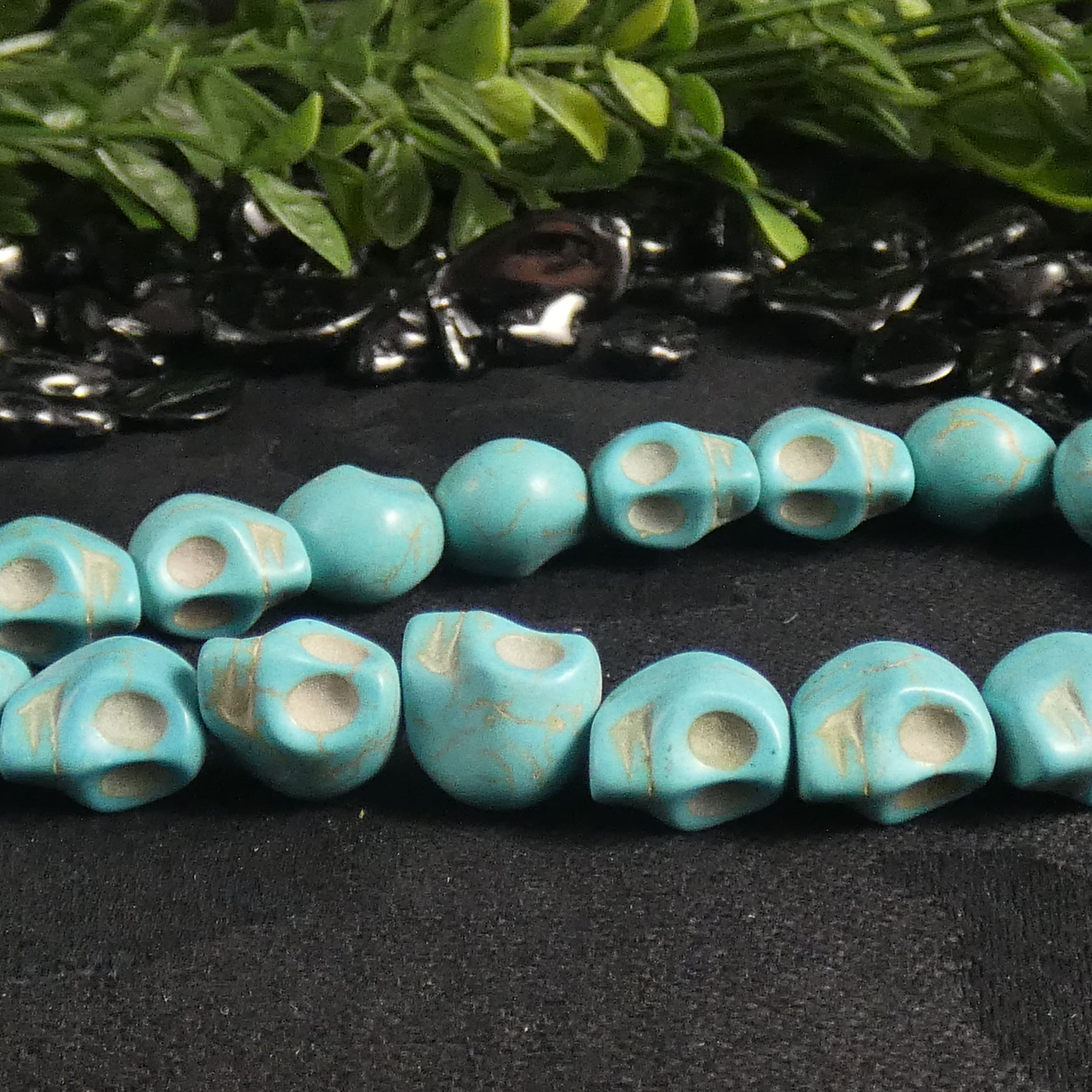 Blue Magnesite Skull Bead Strands - Natural Stone Beads for Jewelry Making, Meditation & Spiritual Healing - Perfect for DIY Bracelets, Necklaces & Home Decor