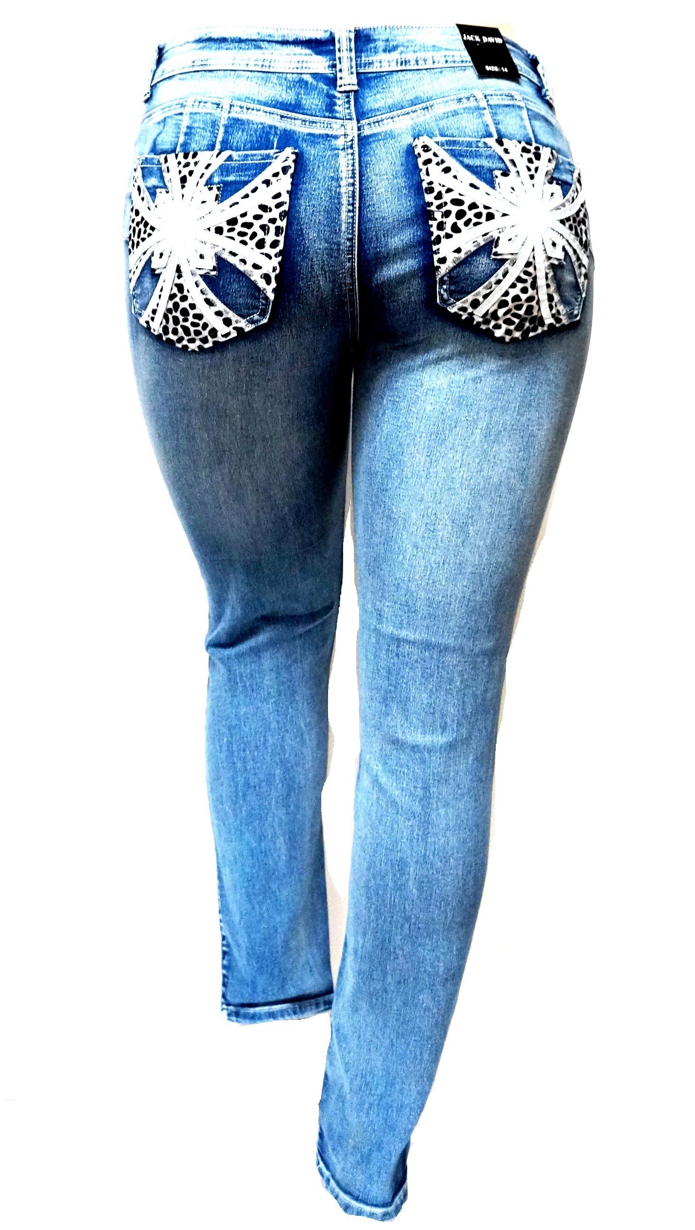 Jack David Women's Plus Size Stretch Denim Jeans - Blue/Black Curvy Fit with Flap Pockets, Skinny/Bootcut/Cargo Styles - Perfect for Casual Wear, Work & Night Out