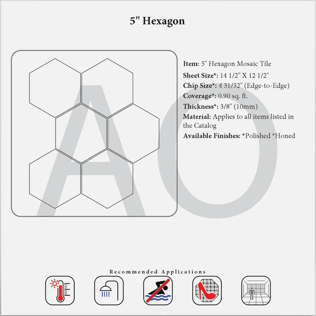 Premium Carrara White Gioia Marble 5-inch Hexagon Mosaic Tile - Perfect for Kitchen Backsplash, Bathroom Floor & Shower Wall Design