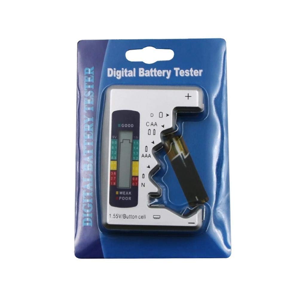 Universal Battery Tester - Household Multi-Purpose Cell Checker for AA AAA C D 9V & 1.55V Button Batteries - Perfect for Home, Office, and Emergency Kits