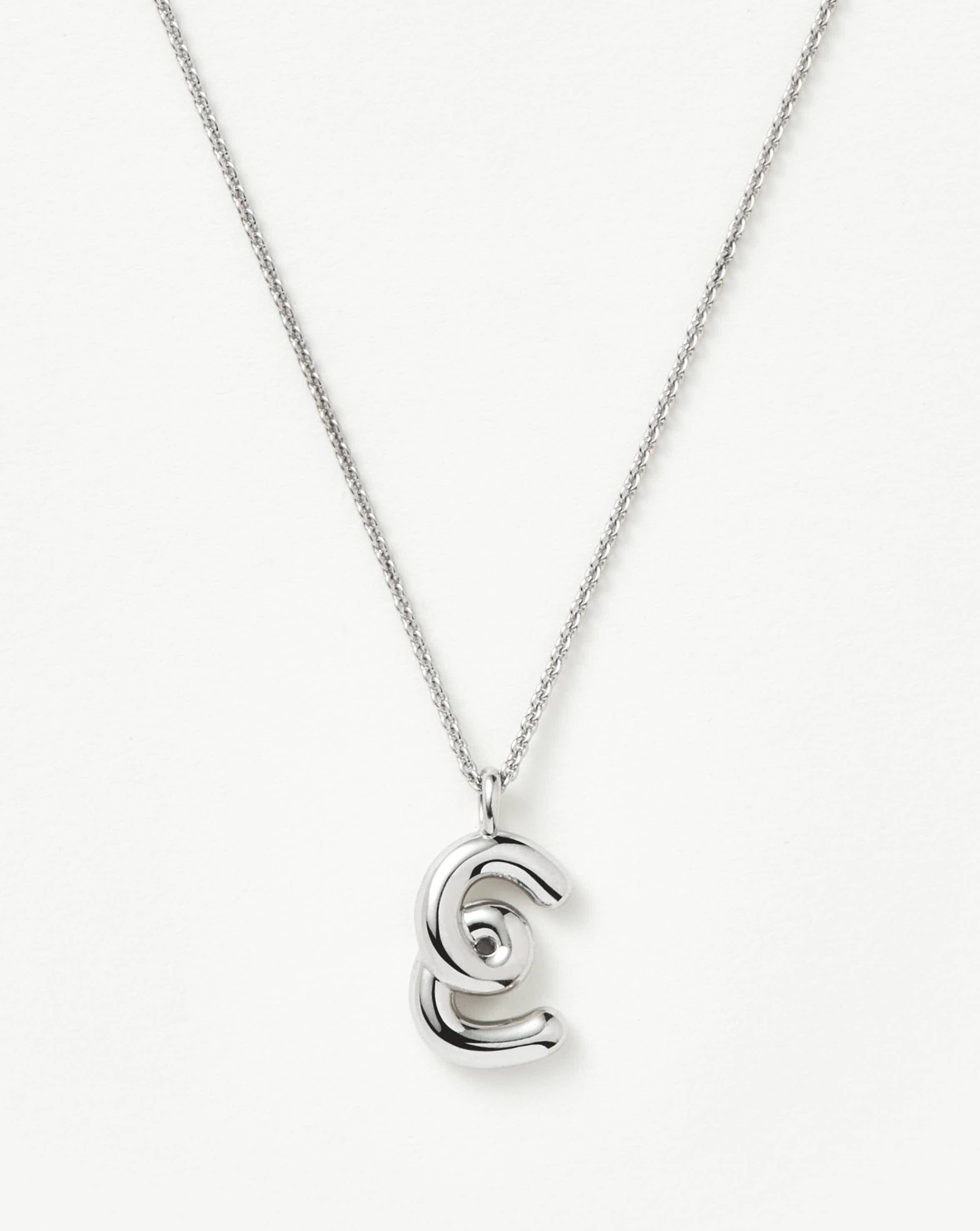 Personalized Sterling Silver Curly Molten Initial Pendant Necklace - Custom Monogram Jewelry for Women | Perfect Gift for Birthday, Anniversary & Valentine's Day