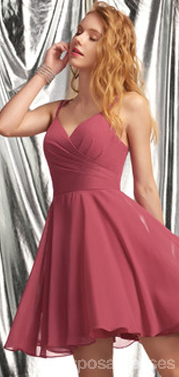 Elegant Chiffon Spaghetti Strap Sleeveless Short Homecoming Dress | Affordable Short Prom Dresses for Women | CM861 | Perfect for Graduation Parties, Prom Nights & Summer Weddings