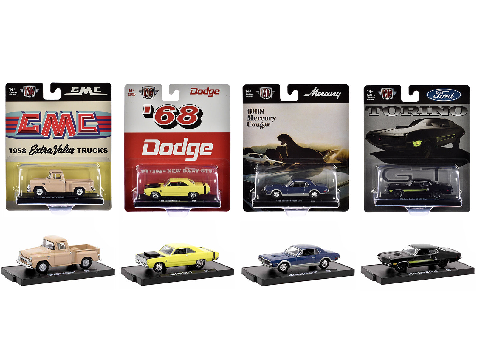 1/64 Scale Diecast Model Cars - Auto Drivers Set of 4 Limited Edition (9600 Pieces Worldwide) by M2 Machines | Collectible Miniature Vehicles for Display, Gifts & Hobby Enthusiasts