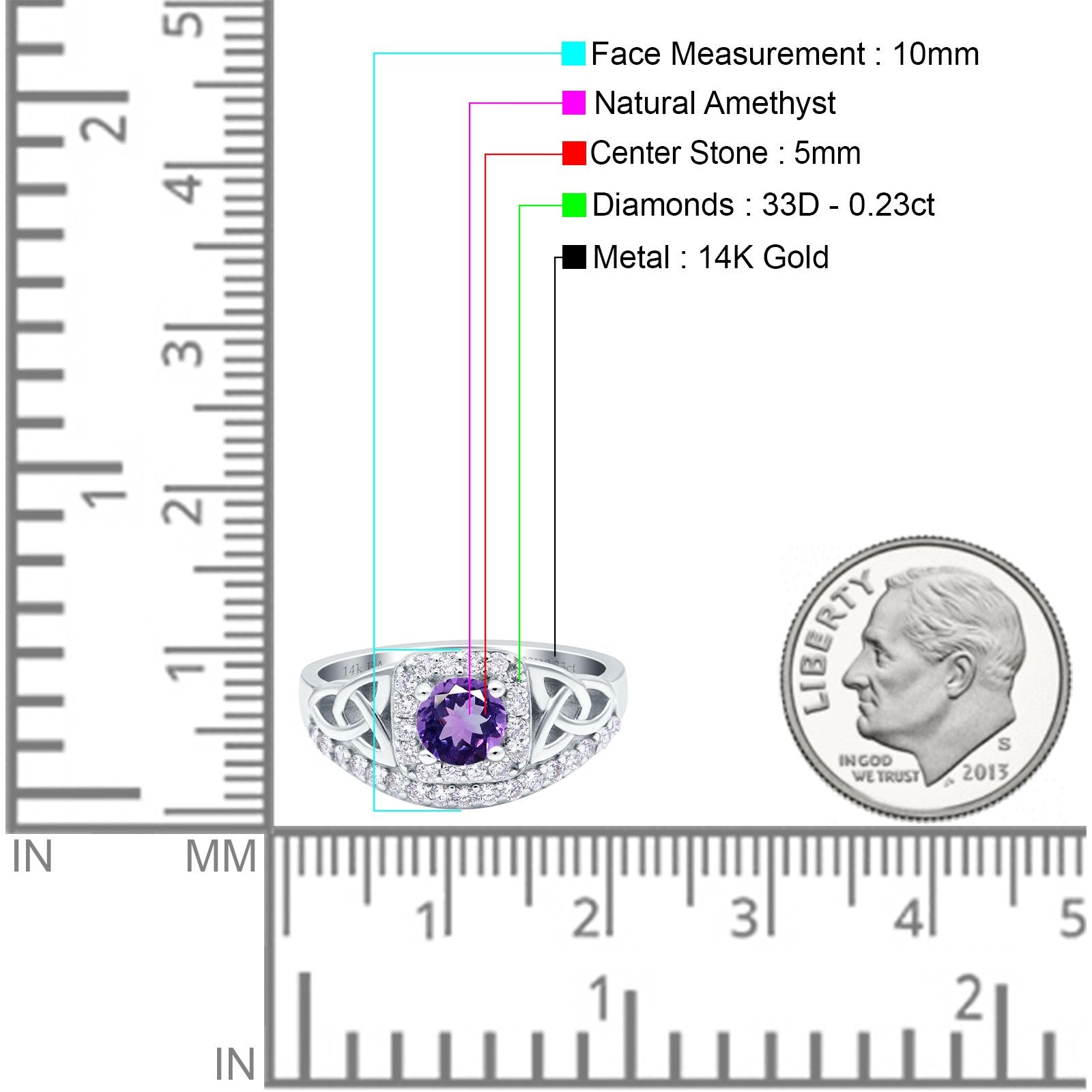 14K Gold 0.69ct Round Art Deco 5mm G SI Diamond Engagement Wedding Ring for Women - Elegant Vintage Bridal Jewelry for Proposals, Anniversaries & Special Occasions