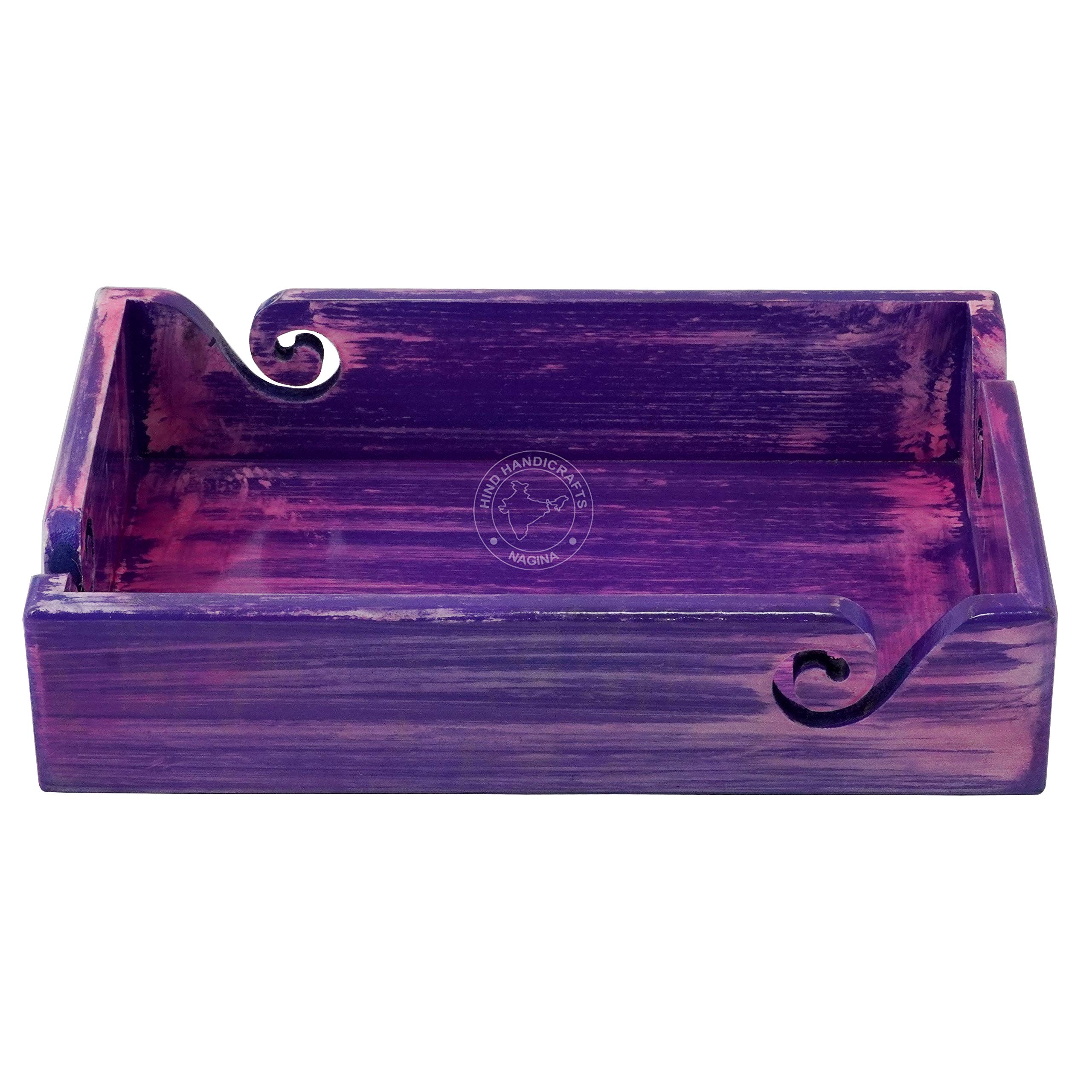 Handmade Solid Wood Antique Yarn Storage Bowl - Portable Knitting Crochet Hook Organizer with Multipurpose Tray - Perfect for Crafting, Needlework & Home Decor (Purple, 12