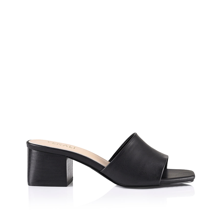 Eleni Black Block Heel Mules - Comfortable Softee Slip-On Shoes for Women | Perfect for Office, Parties & Casual Outings