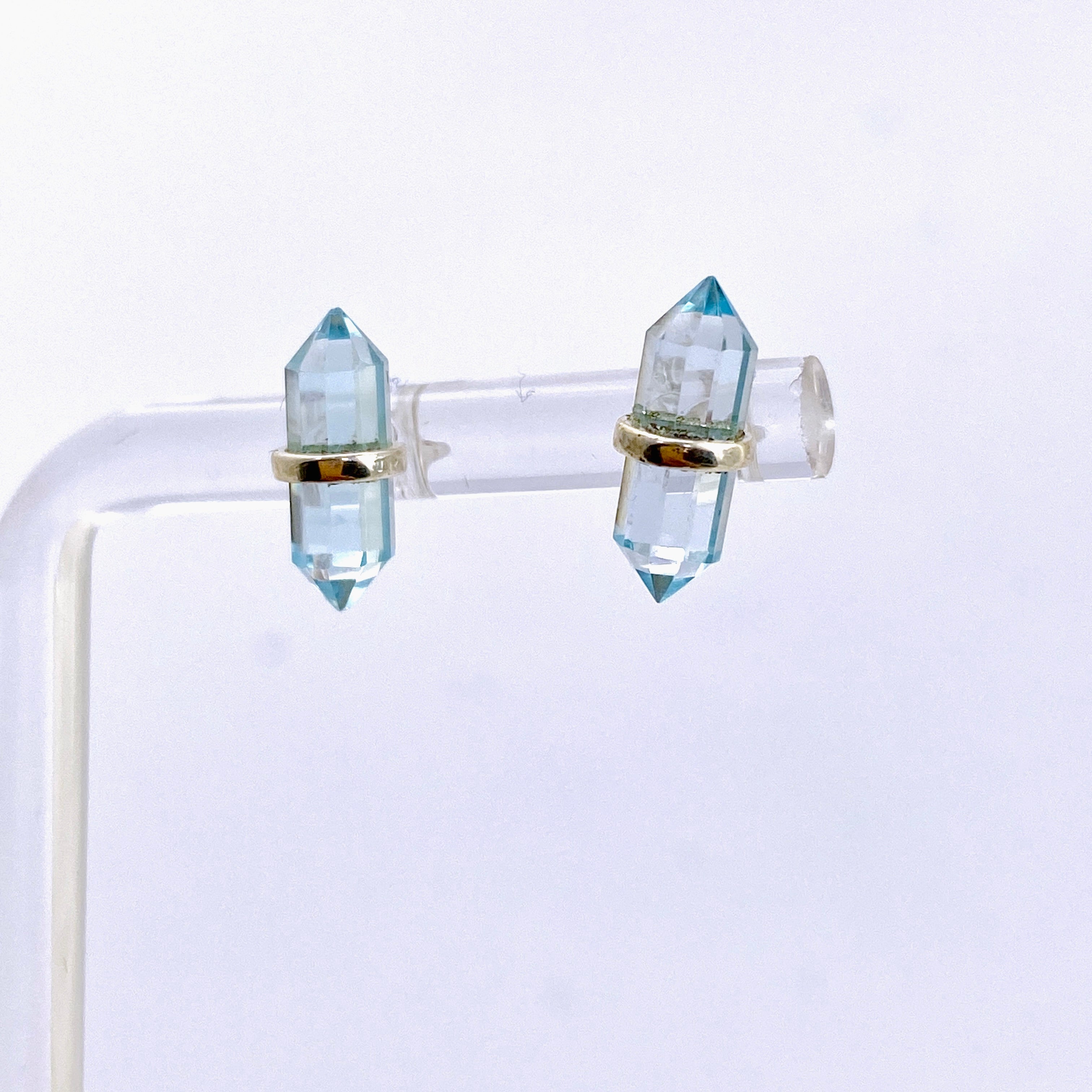 Natural Gemstone Double Point Stud Earrings PSE038 - Elegant Dainty Jewelry for Women, Gift for Her | Perfect for Parties, Weddings & Everyday Wear