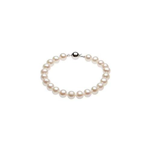 925 Sterling Silver 8-9mm Freshwater Cultured Pearl Bracelet for Women | 7.75
