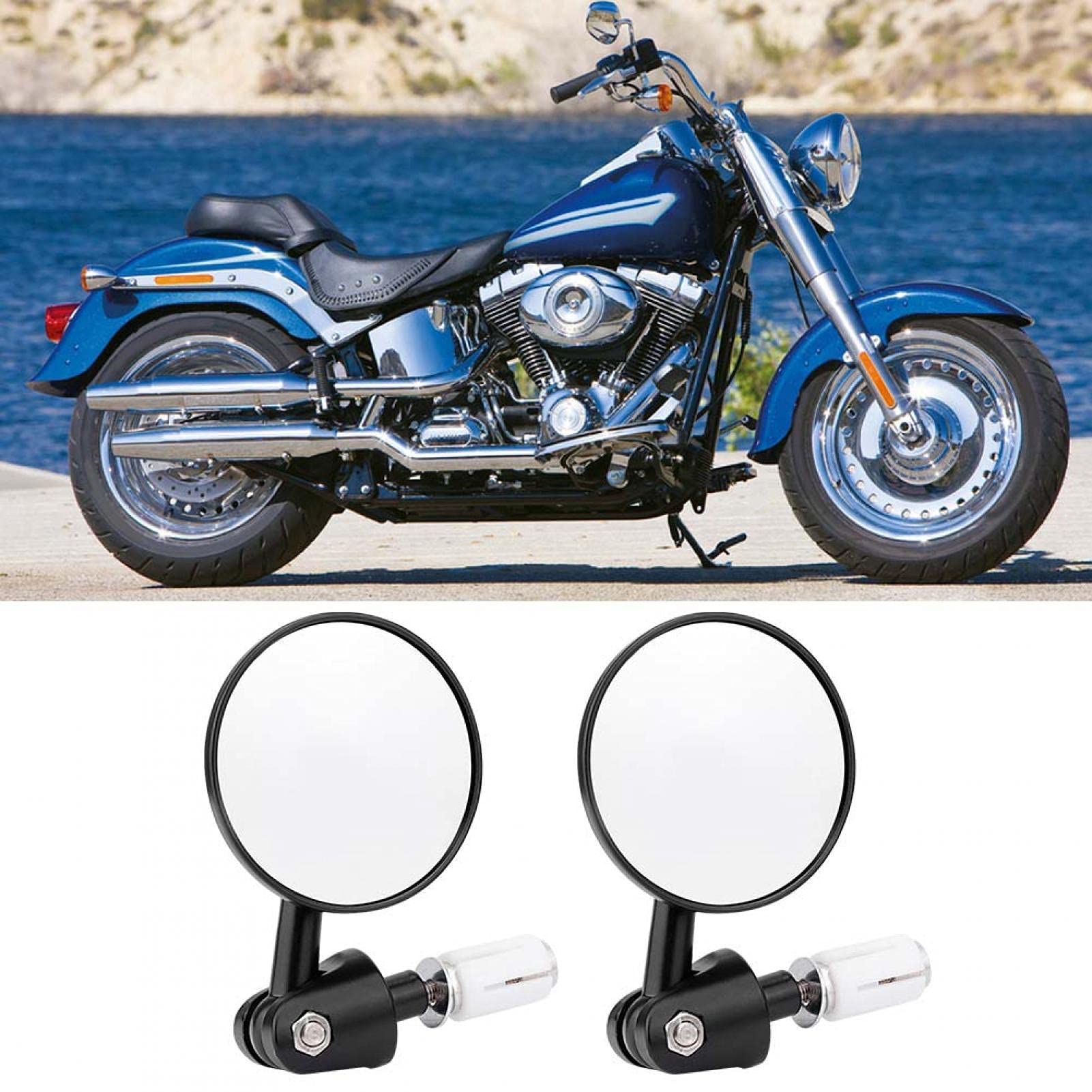 2Pcs 22mm Motorcycle Handlebar Rearview Mirrors - Foldable Reflective Side Mirrors for Enhanced Safety & Style | Perfect for Cruisers, Sport Bikes & Commuting Riders