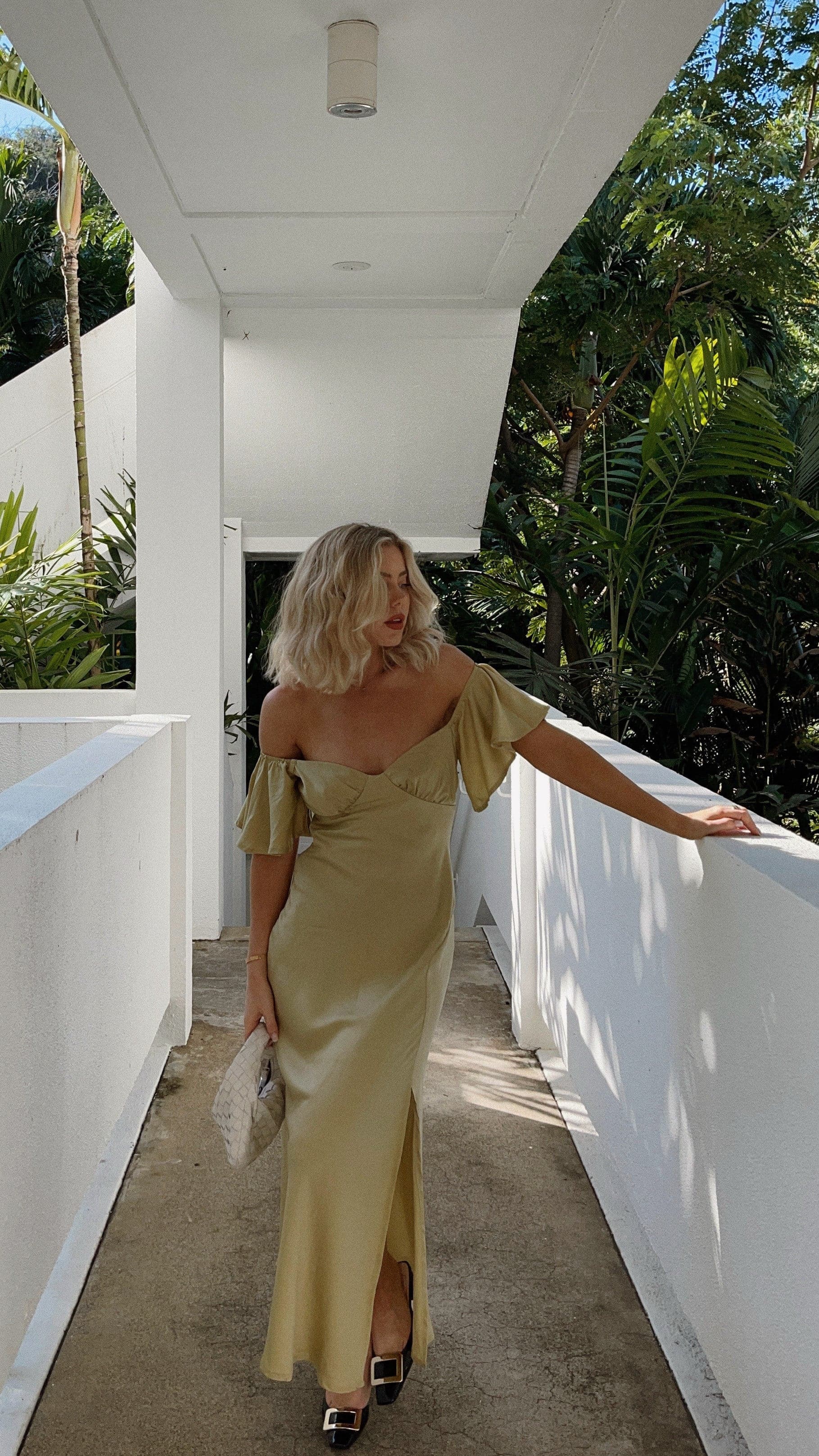 Louisa Midi Dress in Olive Green - Elegant Casual & Office Wear for Women | Perfect for Spring Summer Outfits, Date Nights & Work Attire