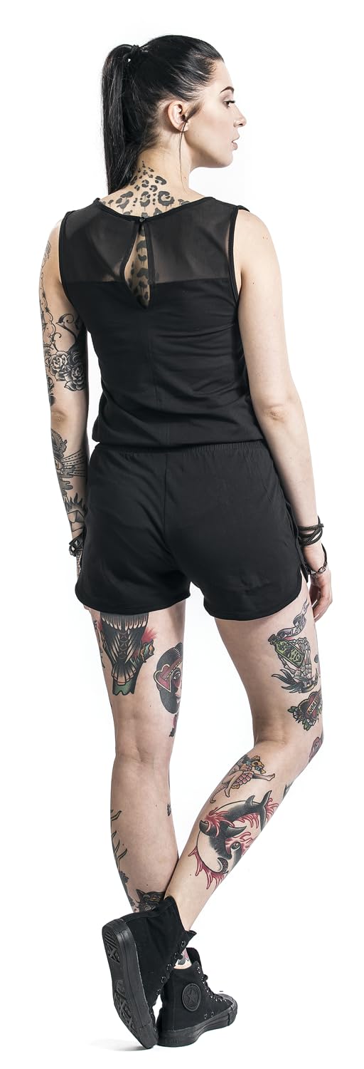 Ladies Tech Mesh Hot Jumpsuit TB1179 - Black, Size Small | Perfect for Dance, Gym & Night Out