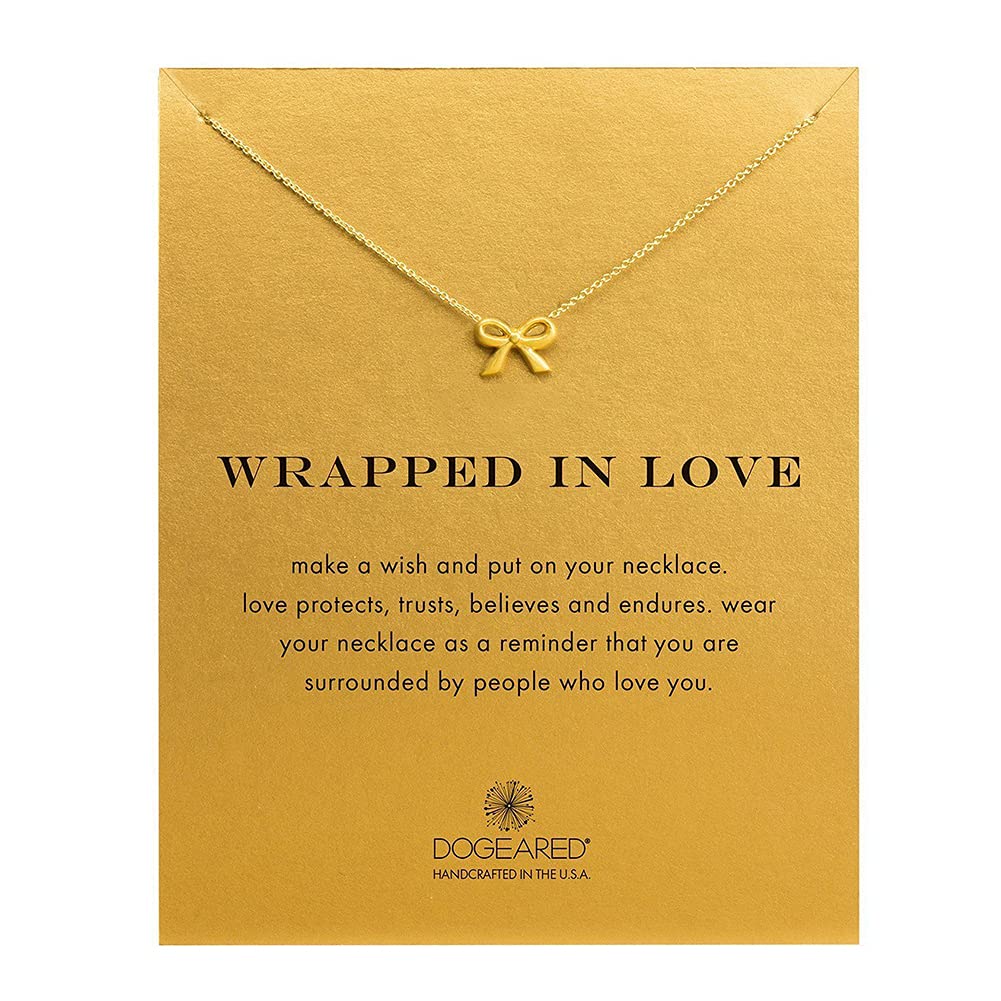 Gold Butterfly Bow Inspirational Necklace for Women & Teen Girls - Elegant Wish Necklace Gift with Gift Card - Perfect for Birthday, Christmas, Graduation & Special Occasions - Jewelry for Everyday Wear & Romantic Dates