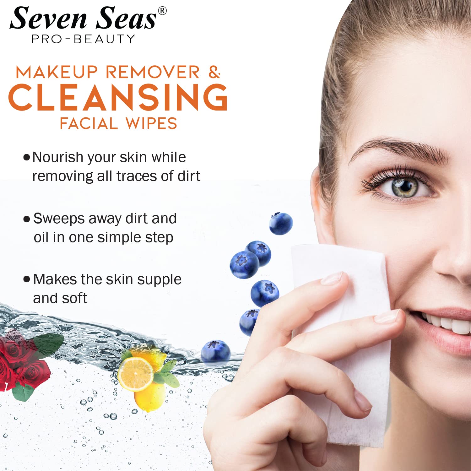 Seven Seas Fresh Clean Glow Makeup Remover Wipes - 25 Count | Gentle Purifying Facial Cleansing Wipes for All Skin Types | Ultra Soft, Alcohol-Free & Paraben-Free | Hydrates & Moisturizes Skin | Perfect for Travel, Gym & Daily Makeup Removal
