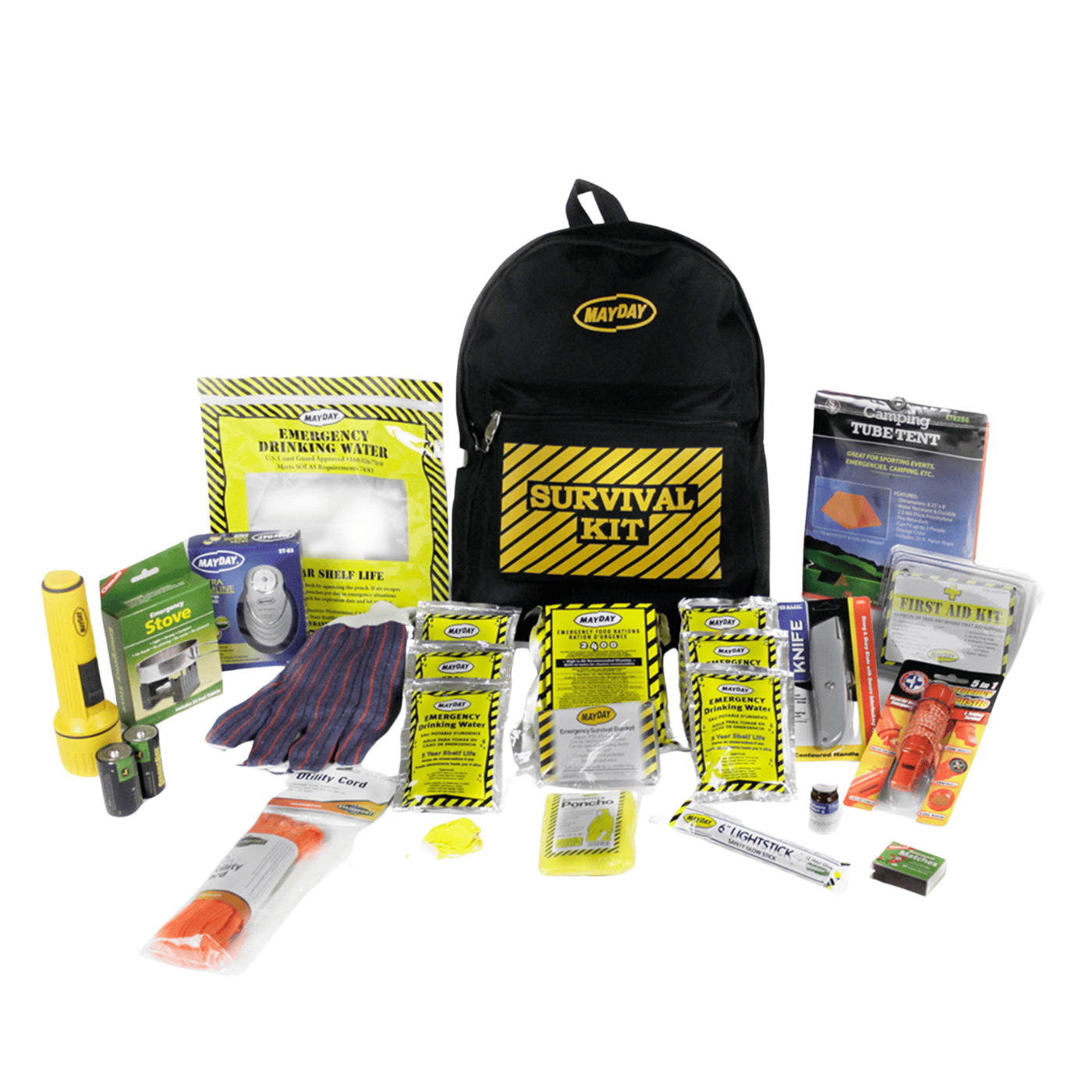 Premium 1-Person Emergency Survival Backpack Kit - 72-Hour Bug Out Bag for Camping, Hiking & Outdoor Adventures - Includes First Aid, Water Purifier & Survival Gear