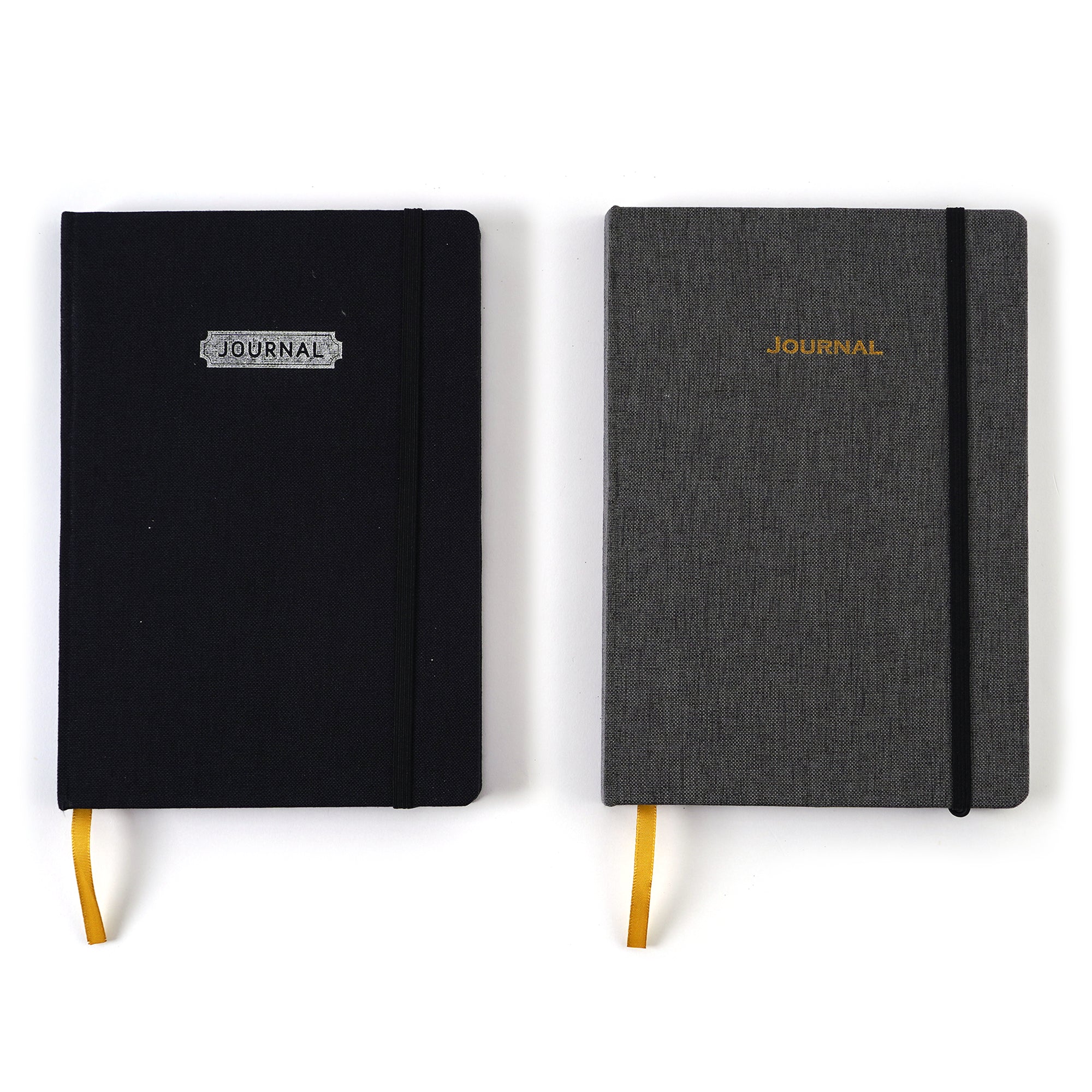 Premium 128-Sheet Fabric Cover Journal with Hot Stamp - Grey & Black, 6