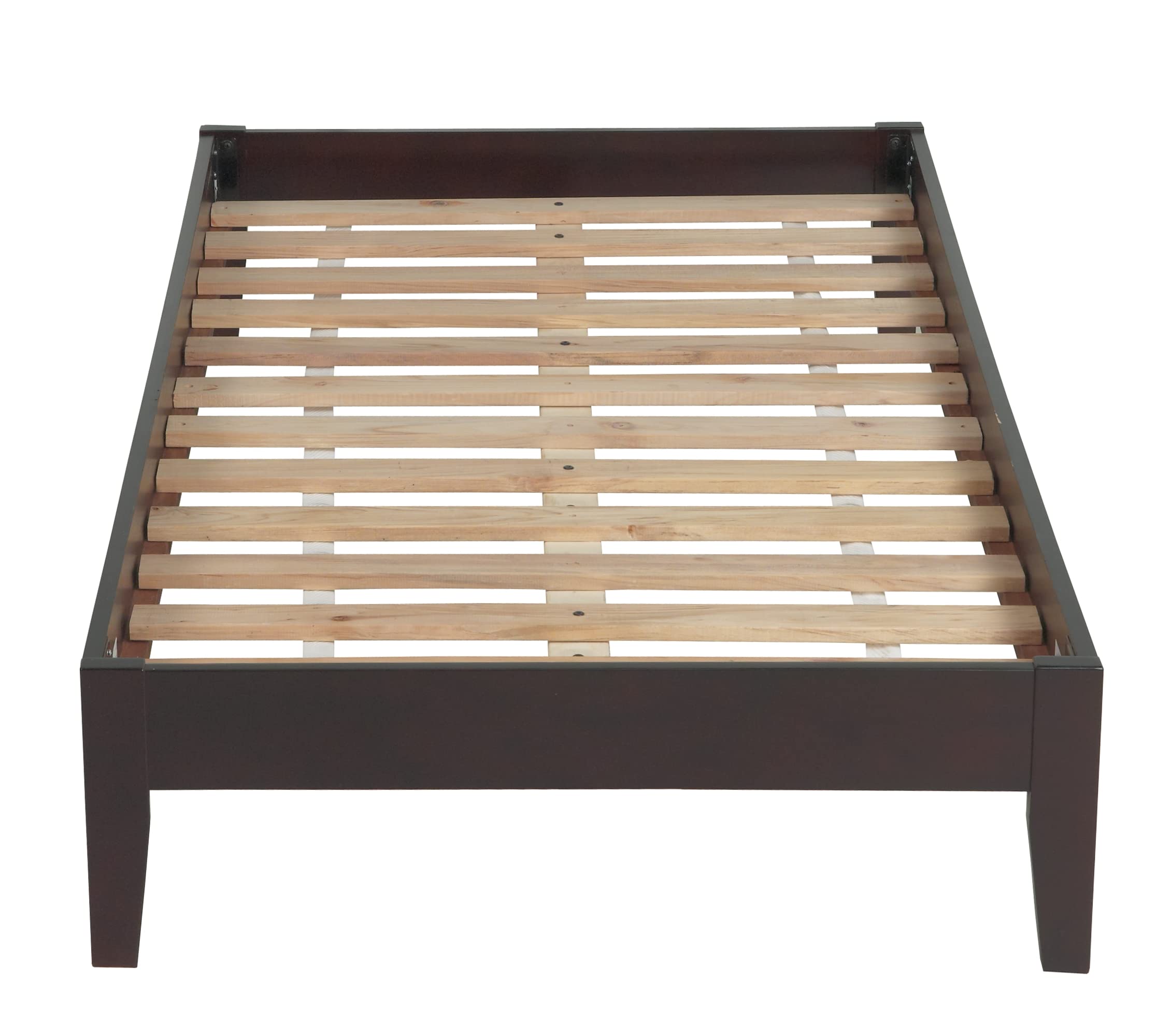 Modus Solid Wood Platform Bed Frame - Full Size, Espresso Finish, Simple Nevis Design | Sturdy & Durable for Modern Bedroom Decor | Perfect for Master Bedrooms, Guest Rooms & Apartments