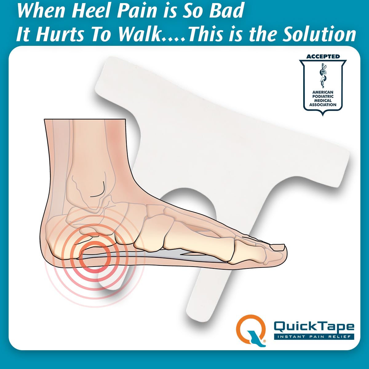 Quick Tape™ Plantar Fasciitis Support Brace - 1-Piece Foot Pain Relief Tape for Men & Women (Sizes 5-11) - Ideal for Running, Walking & Daily Comfort