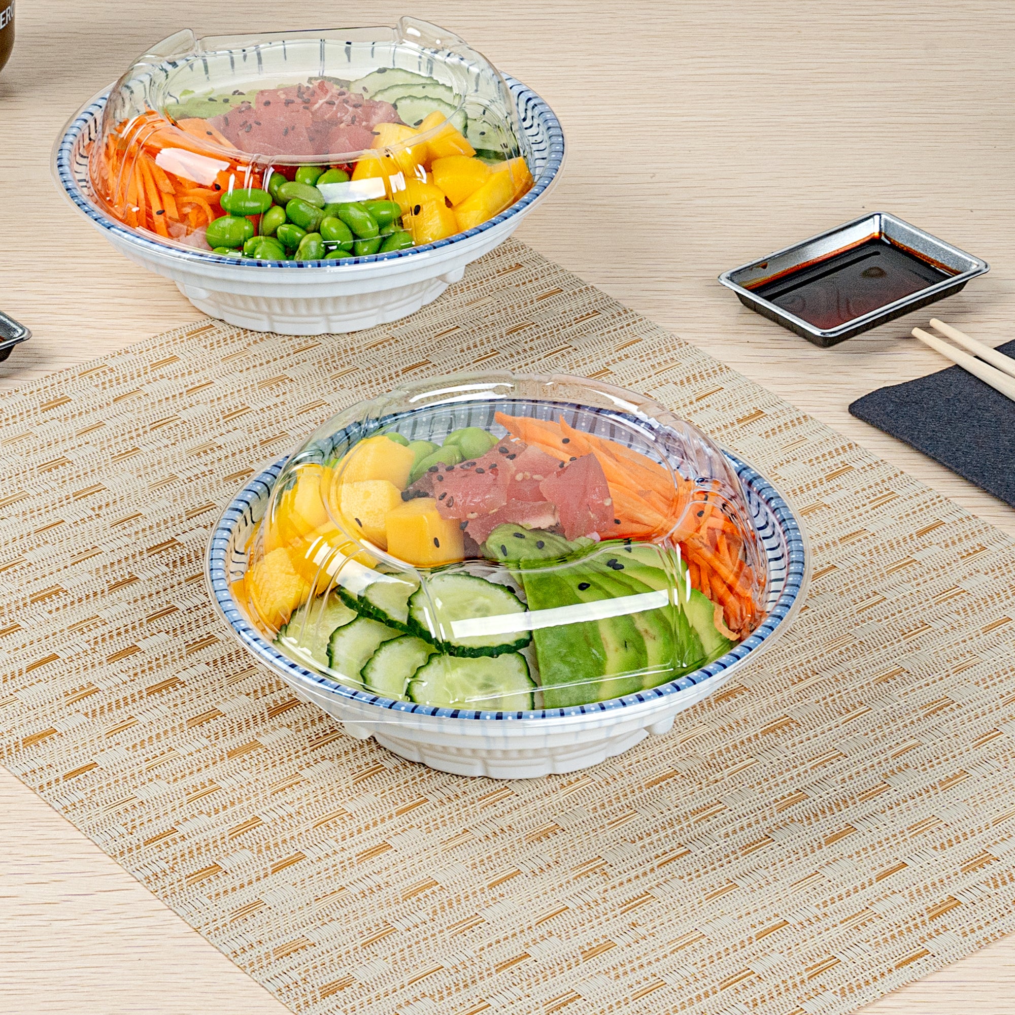 Clear Round Plastic Bento Box Lid - Fits 10oz Asian Style Bowls (6.75