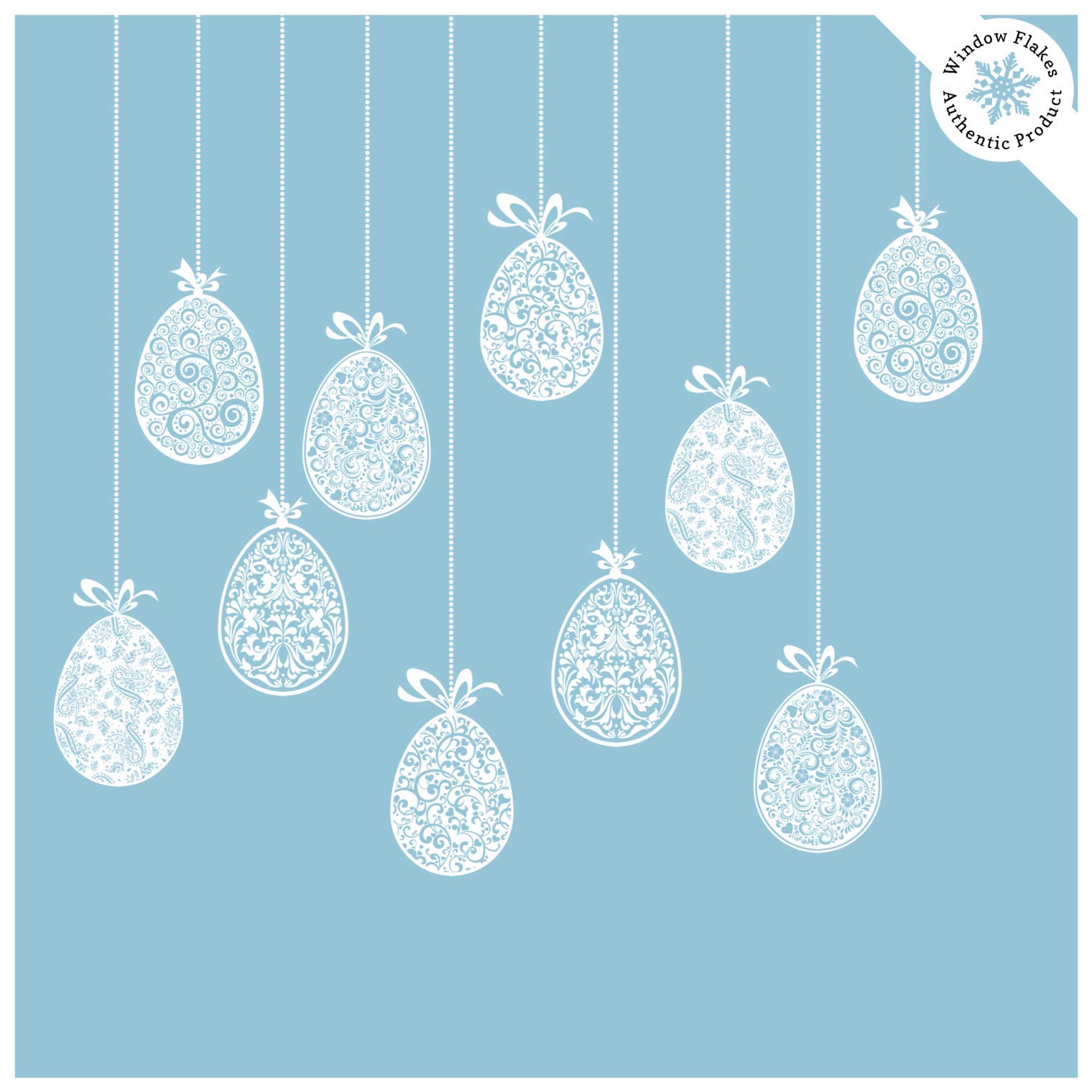 10 Large Beautiful Easter Window Clings - Hanging Egg Decals for Spring Home Decor - White Easter Egg Window Stickers for Holiday Party, Classroom & Nursery Decoration