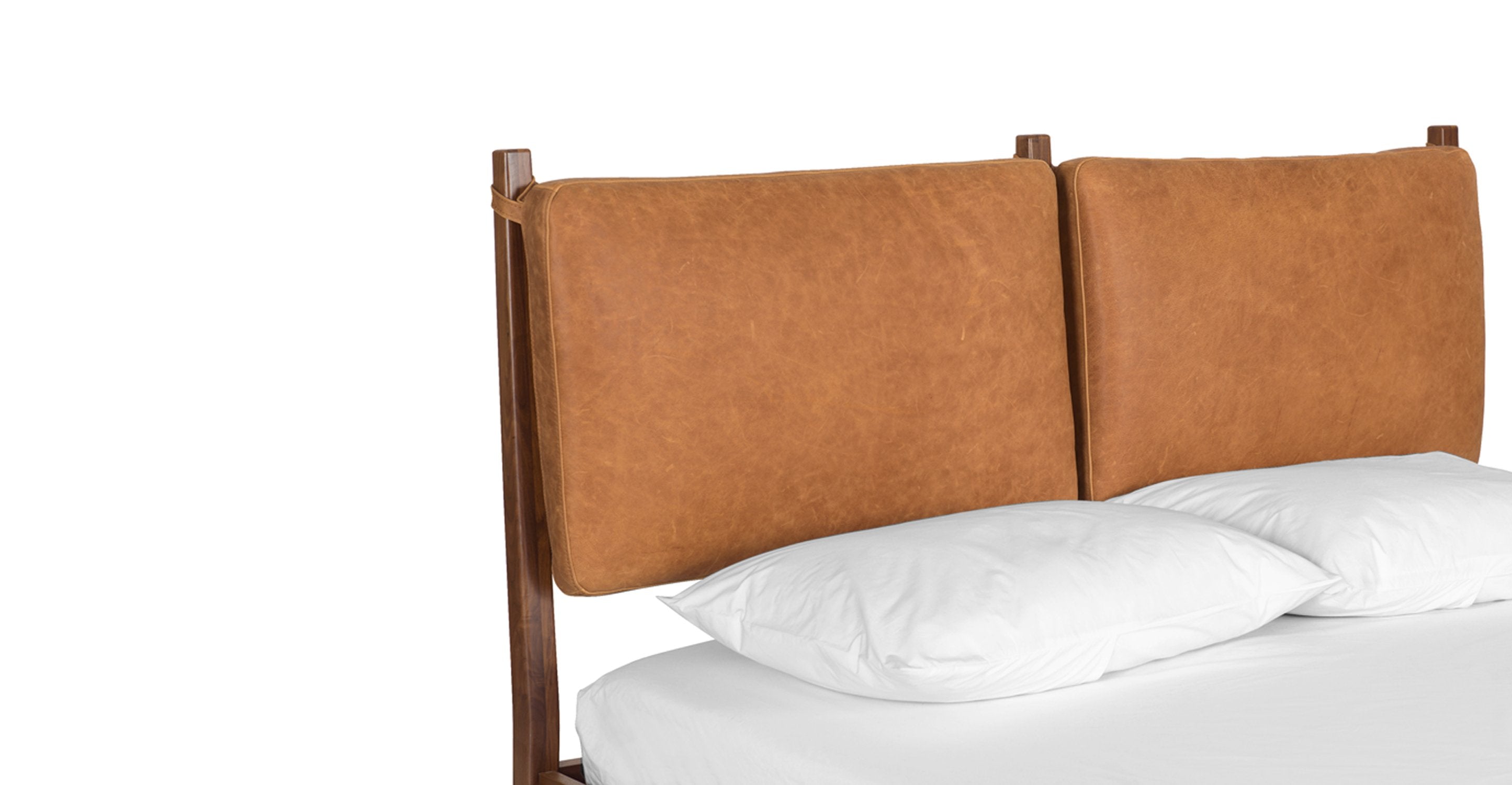 Luxury Truro Bed Frame with Premium Leather Cushions - Queen Size Modern Platform Bed for Master Bedroom, Guest Room & Home Decor