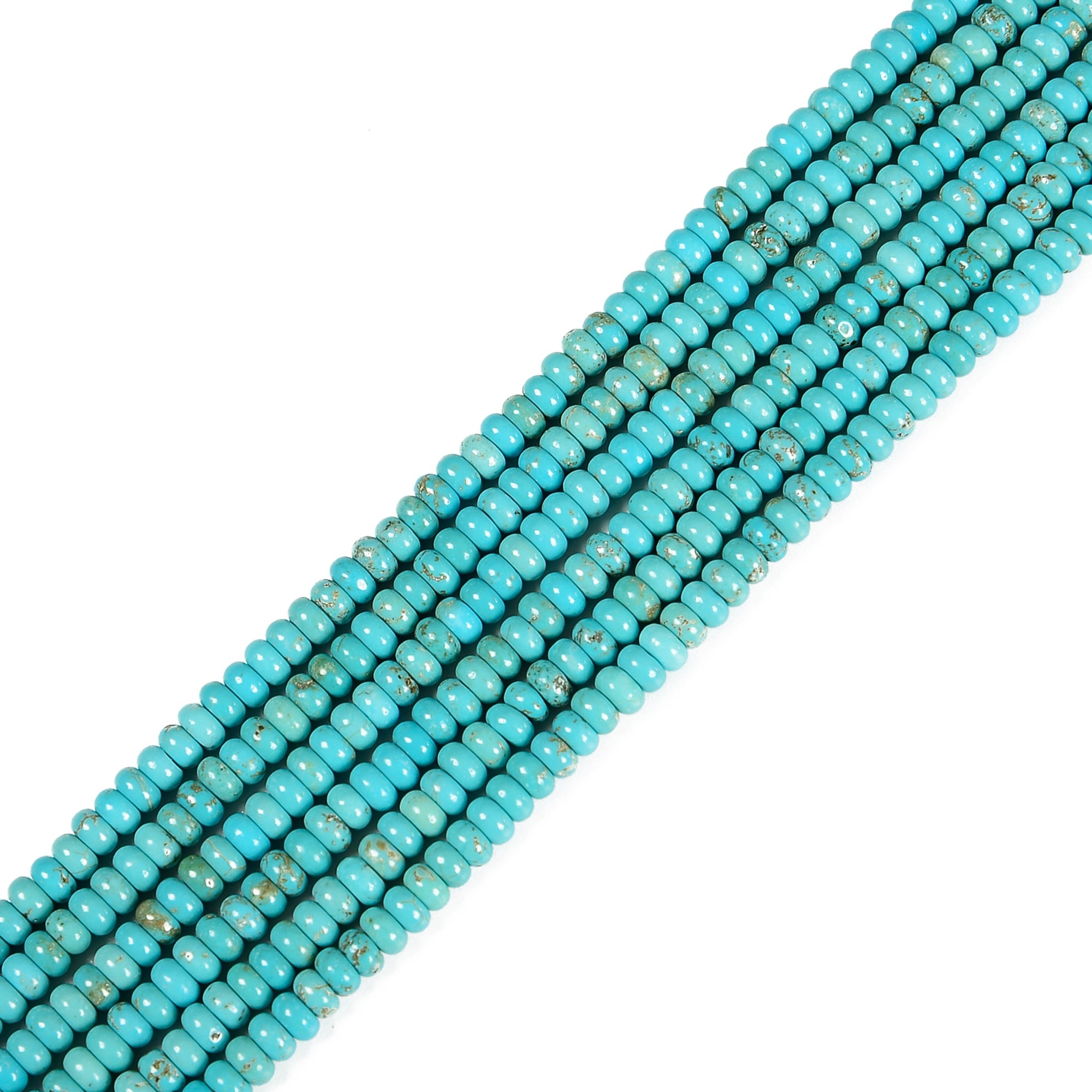 Blue Magnesite Turquoise Smooth Rondelle Beads 2.5x4mm 15.5'' Strand - Natural Stone Beads for Jewelry Making, DIY Bracelets & Necklaces