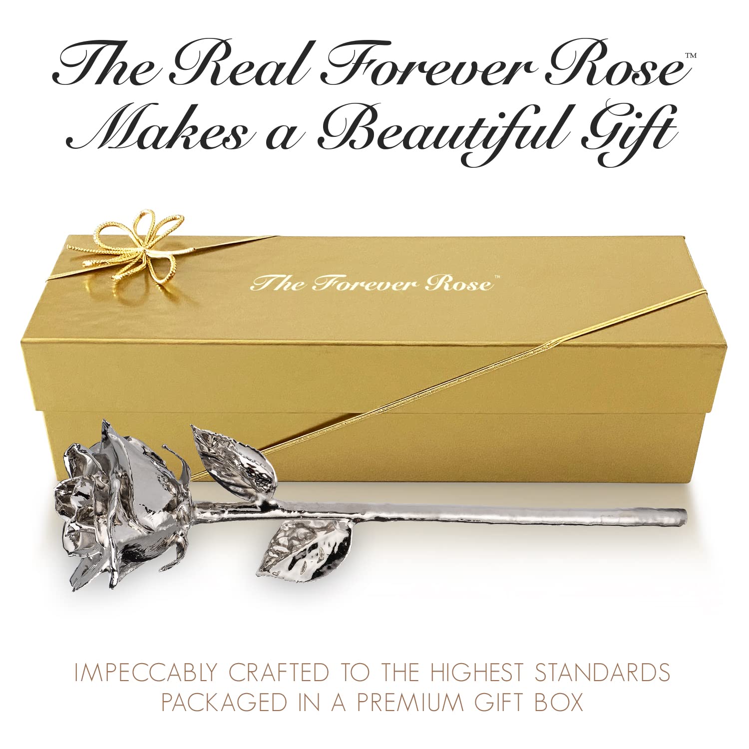 Platinum Dipped Forever Rose in Clear Glass Bud Vase - Genuine Handcrafted Eternal Flower | Unique Romantic Gift for Anniversary, Valentine's Day & Wedding | Perfect for Home Decor, Table Centerpiece & Luxury Gift Giving