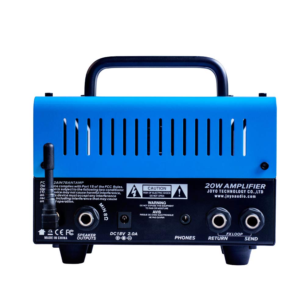 JOYO Bluejay BanTamp 20W Hybrid Tube Guitar Amp Head with Bluetooth - 2-Channel Preamp for Electric Guitar - Perfect for Home Practice, Studio Recording & Live Performances