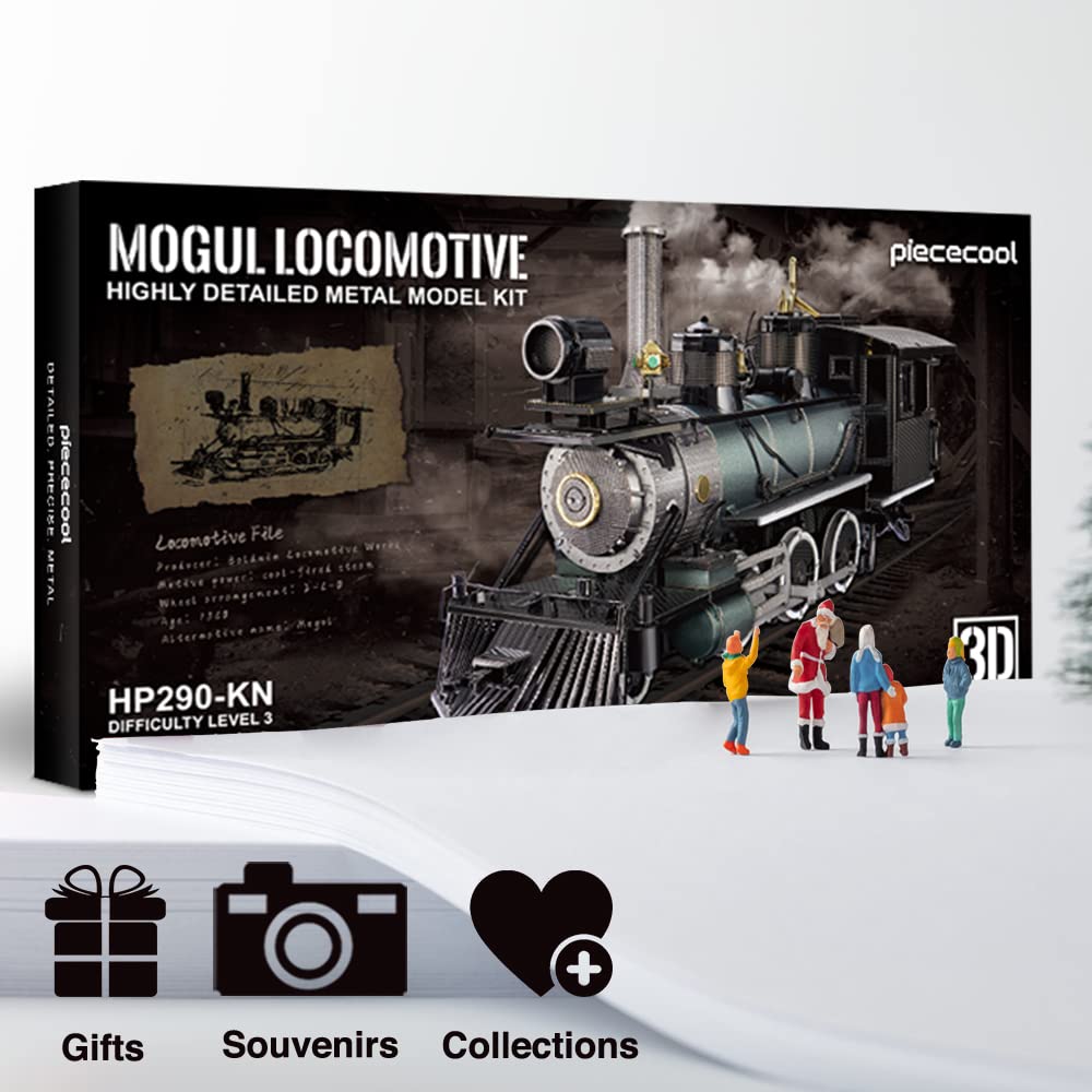 Piececool 3D Metal Puzzle for Adults - Mogul Steam Engine Model Kit | Challenging DIY Building Kit for Hobbyists | Perfect Birthday & Christmas Gift for Engineers & Collectors | Great for Home Decoration, Office Display & STEM Education