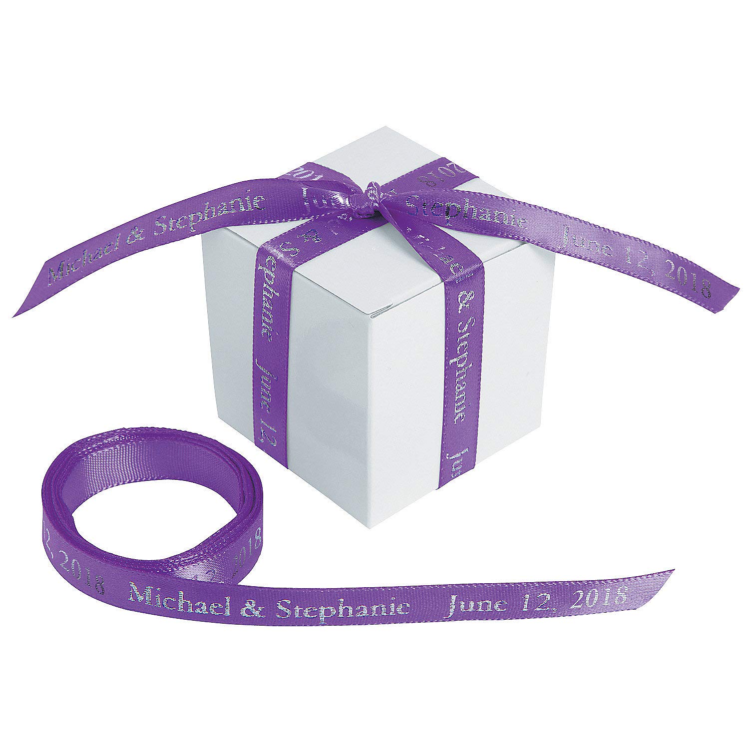 Custom Purple Ribbon - 3/8 Inch Wide - Premium Crafting Ribbon for Gift Wrapping, DIY Projects, Wedding Decorations & Party Favors
