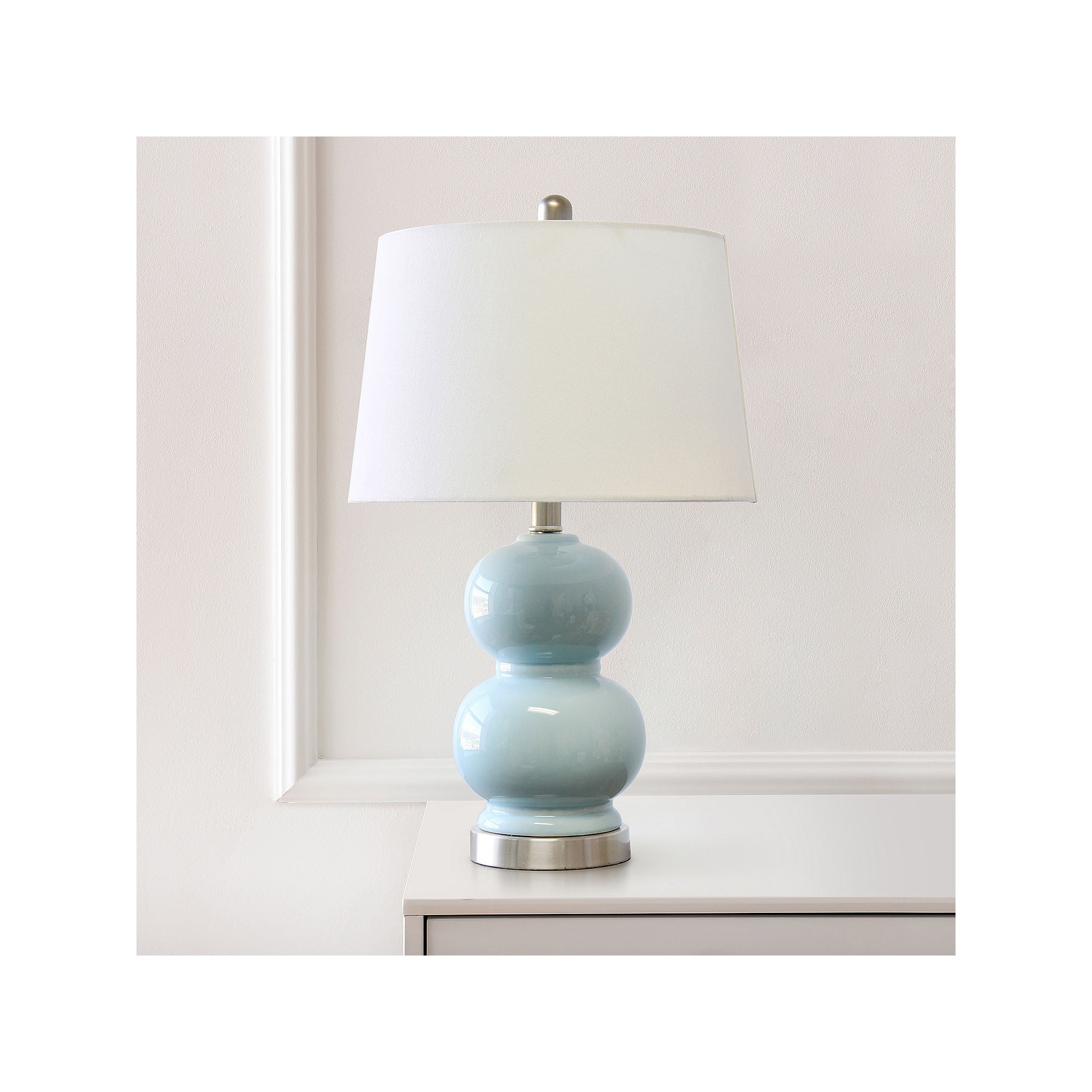 Lalia Home Light Blue Dual Orb Ceramic Table Lamp - Modern Decorative Lighting for Bedroom, Living Room & Office - LT BLUE ONE SIZE (Model LHT 4003)