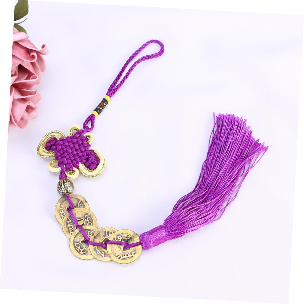 LIFKOME Chinese Money Car Pendant - Feng Shui Copper Coin Hanging Ornament for Good Luck, Wealth & Prosperity | Car Decor Accessory for Home, Office & Travel Protection