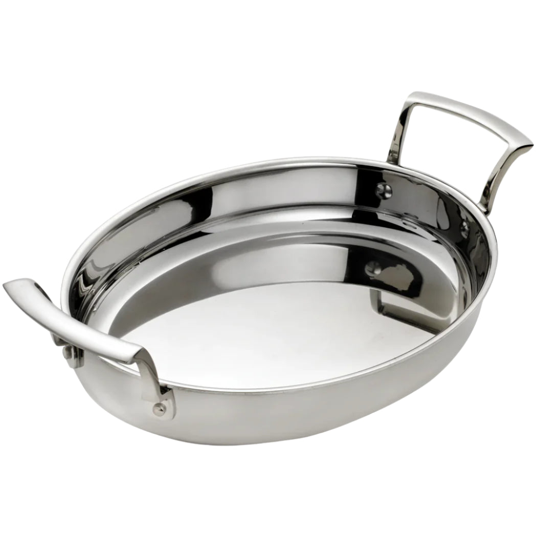 Thermalloy 12 x 10 x 2 Inch Stainless Steel Oval Roasting Pan - Perfect for Thanksgiving Turkey, Holiday Roasts & Family Dinners