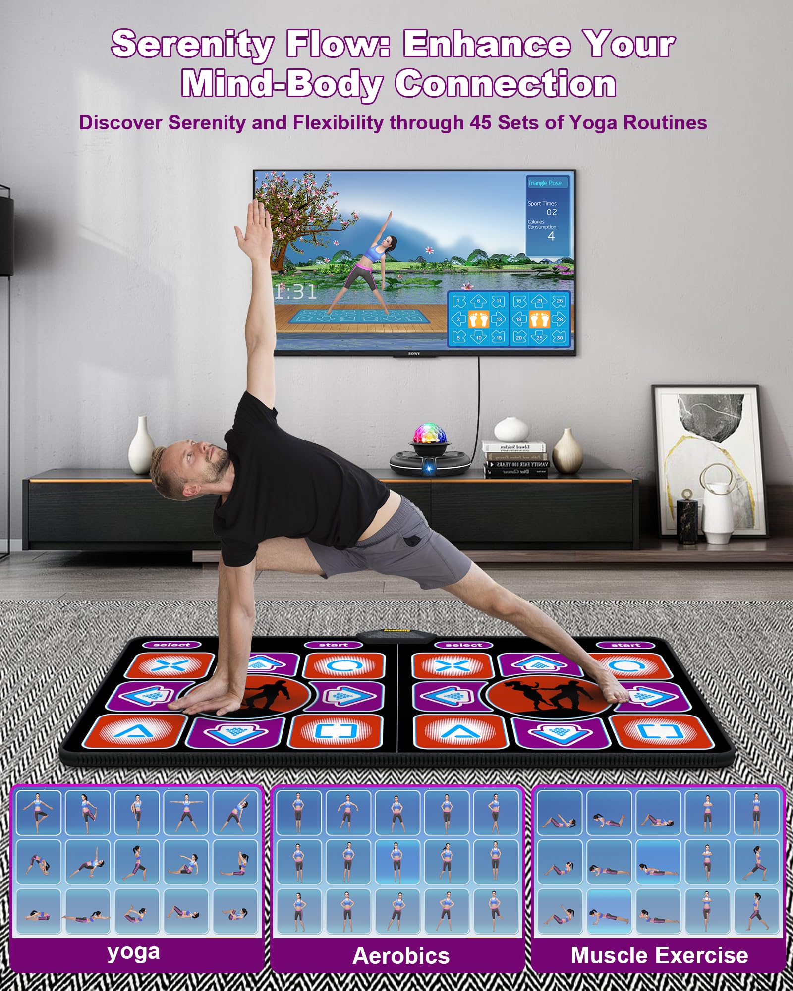 Double Dance Mat - Wireless Anti-Slip Fitness Dance Pad with Camera for TV, Kids & Adults Dance Game Mat Toy Gift for 3-12 Year Old Girls & Boys (Black) - Perfect for Family Fun & Indoor Exercise