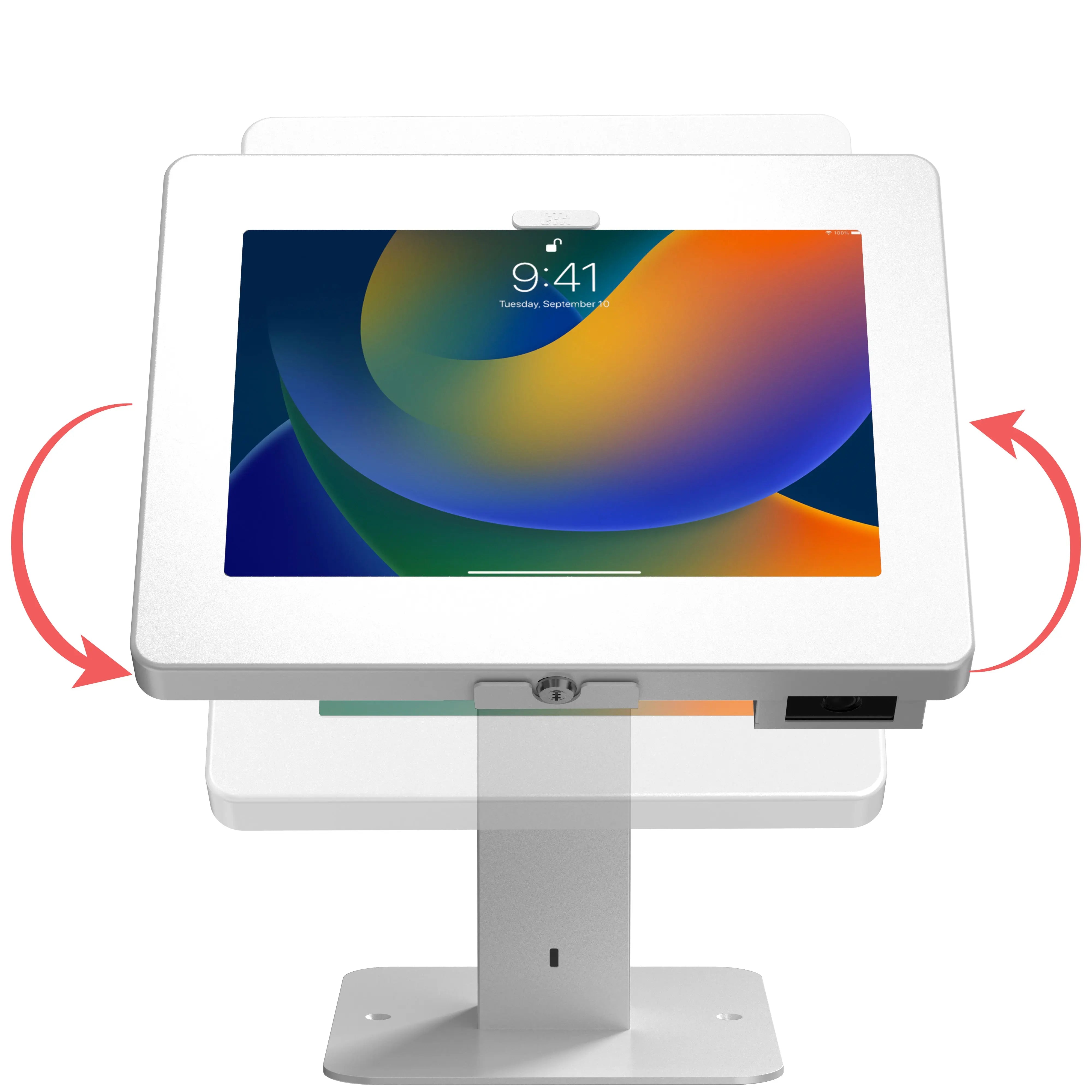 Honeywell 2D Barcode Scanner with Rotating Desk Mount & Security Enclosure - White | Ideal for Retail POS, Warehouse Inventory & Office Use
