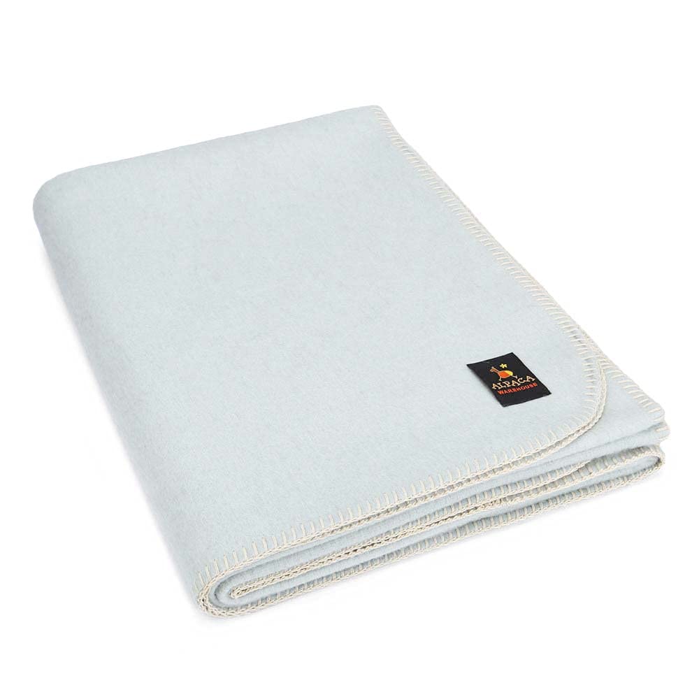 Premium Heavyweight Alpaca Wool Blanket - Ultra Soft & Warm Peruvian Alpaca Throw - Twin/Queen/King Size - Solid Light Sky Blue - Perfect for Camping, Home Decor, Bedding & Cozy Winter Nights