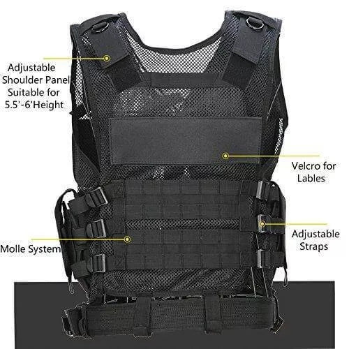 Tactical SWAT Vest with Multiple Pockets - Durable Military Gear for Outdoor, Airsoft, Hunting & Police Training