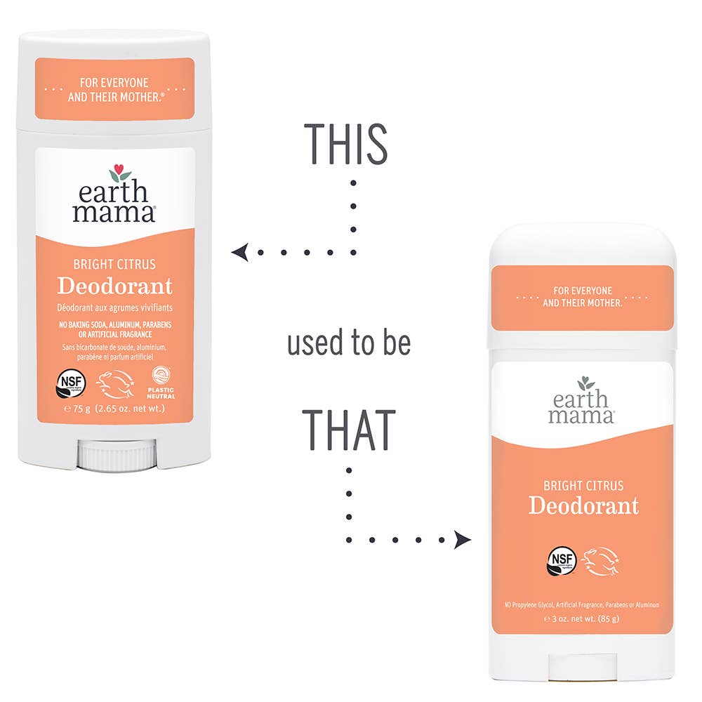 Earth Mama Bright Citrus Natural Deodorant - Organic & Aluminum-Free for Sensitive Skin - Fresh Citrus Scent for All-Day Protection - Perfect for Yoga, Workouts & Daily Use