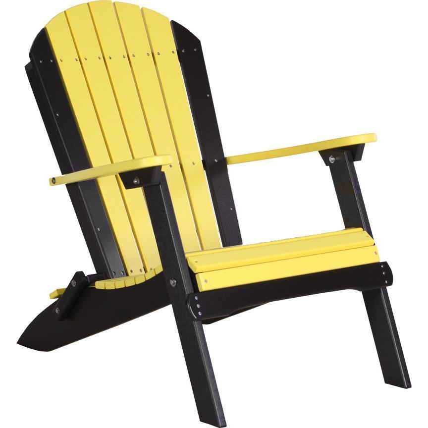 Premium Yellow Folding Recycled Plastic Adirondack Chair with Cup Holder - Outdoor Patio, Garden, Poolside & Beach Relaxation Furniture