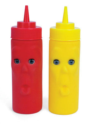 Kikkerland Blink Ketchup & Mustard Squeeze Bottles - Fun Novelty Kitchen Gadget for BBQ, Picnics & Parties - Perfect Condiment Dispenser for Hot Dogs, Burgers & Sandwiches